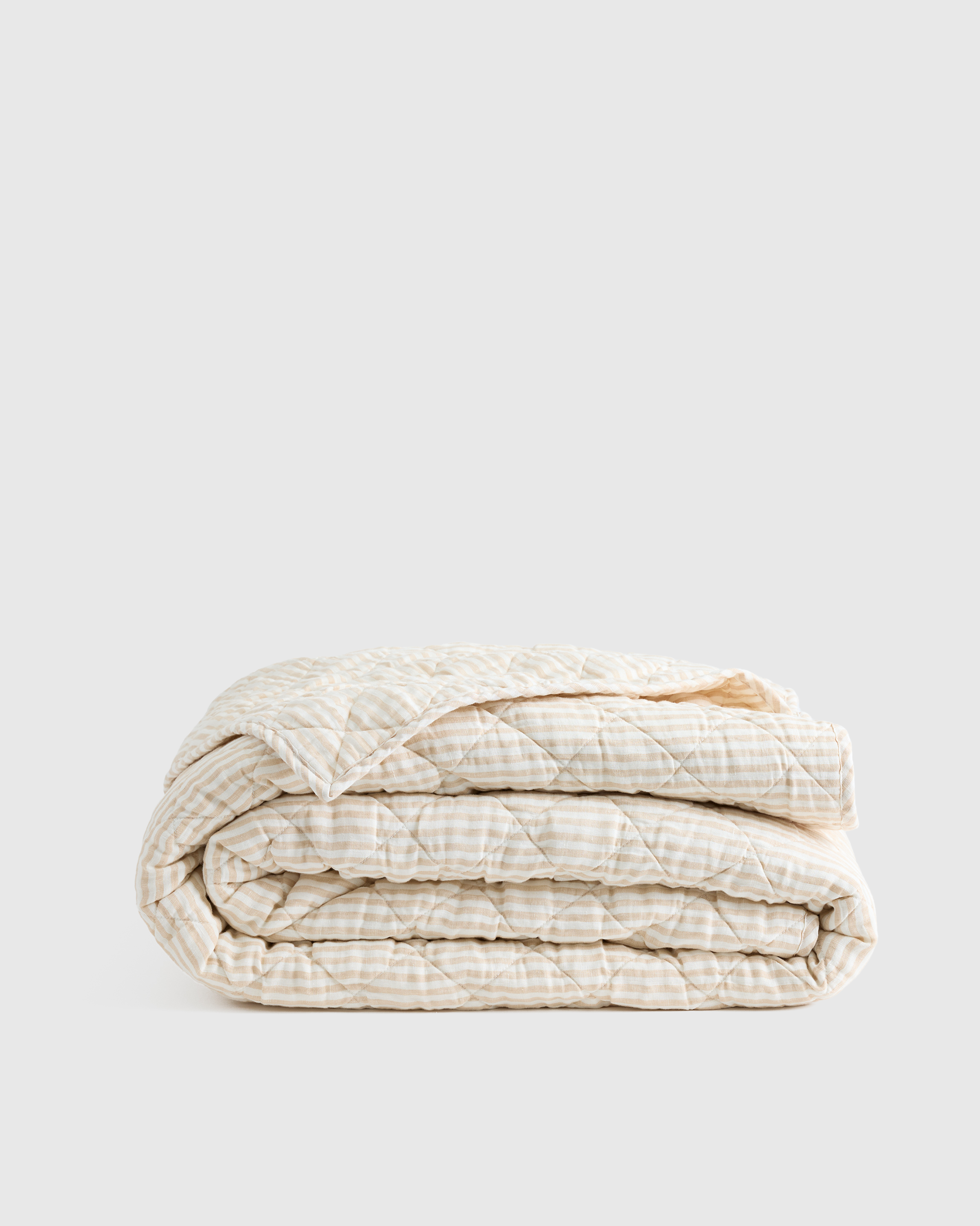 Natural/White Stripe European Linen Stripe Quilt 