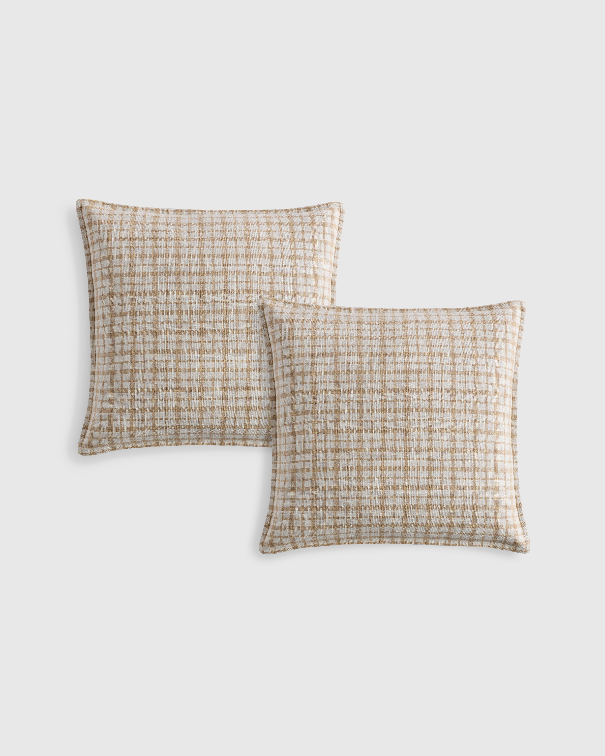 Natural Plaid Cotton Slub Pillow Cover (Set of 2)