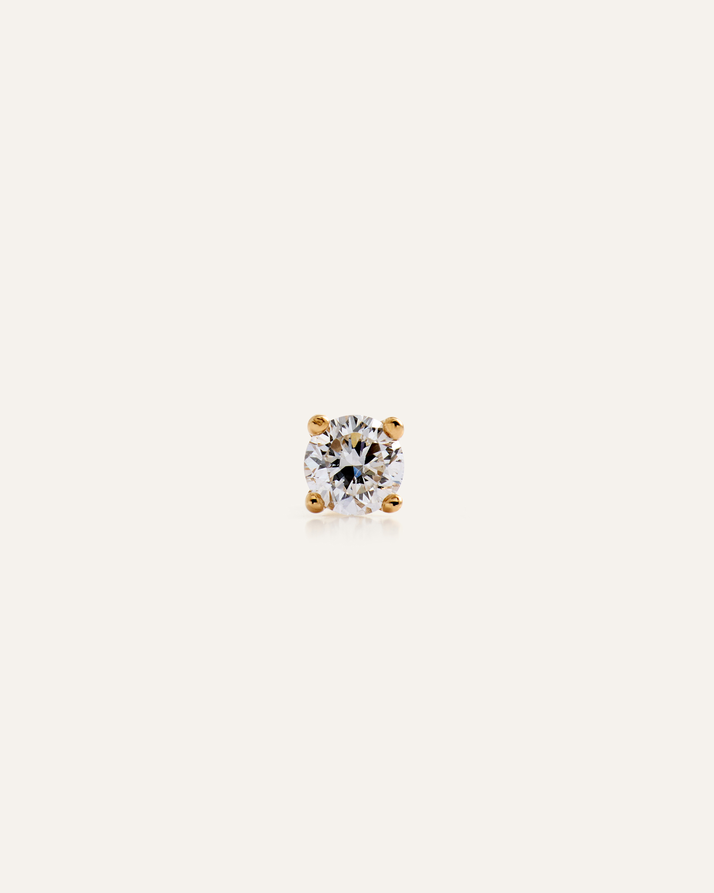 Yellow Gold 14K Gold Lab Grown Diamond Round Tiny Flat Back Stud - Single