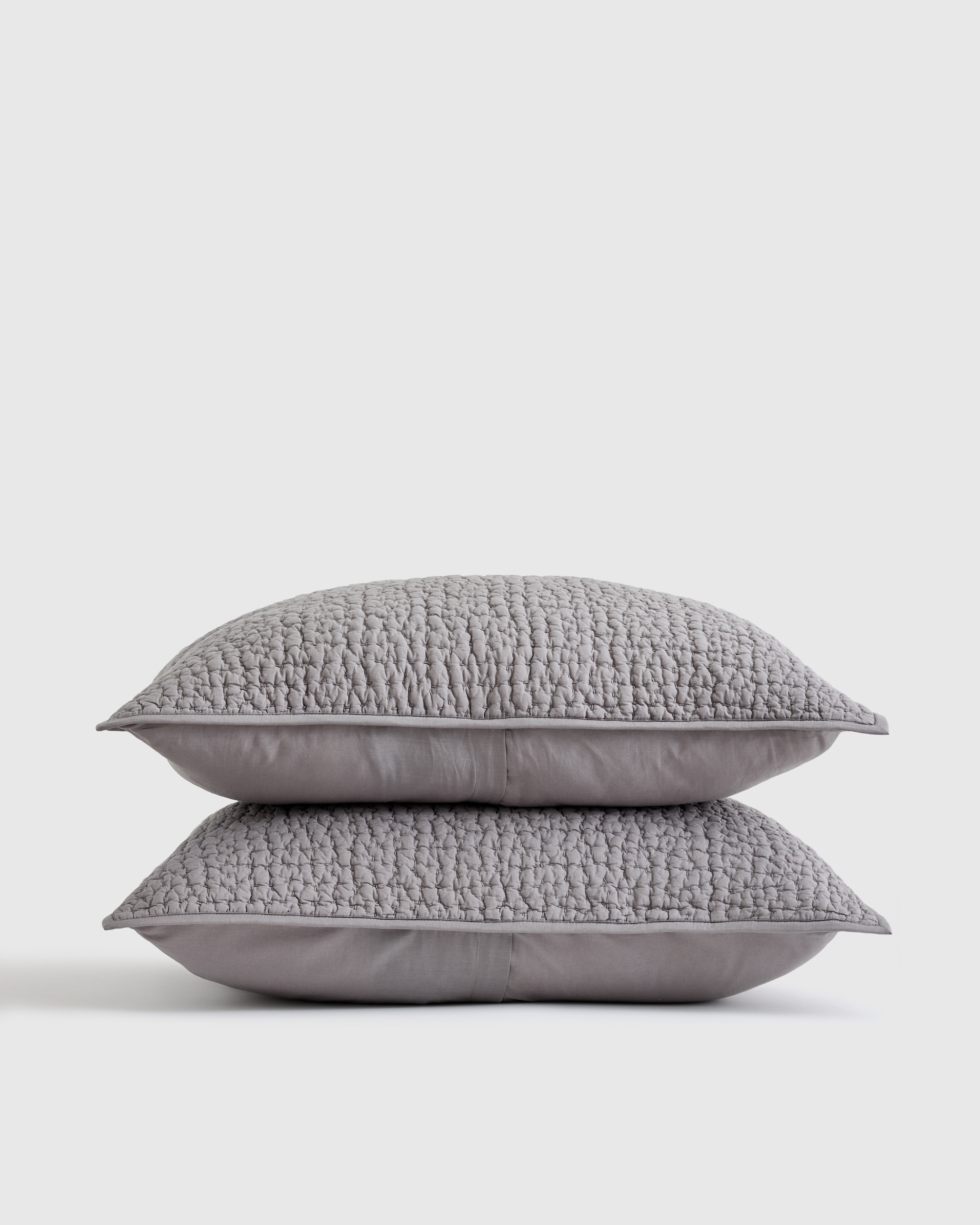 organic cotton hand stitched quilted sham set, standard, slate