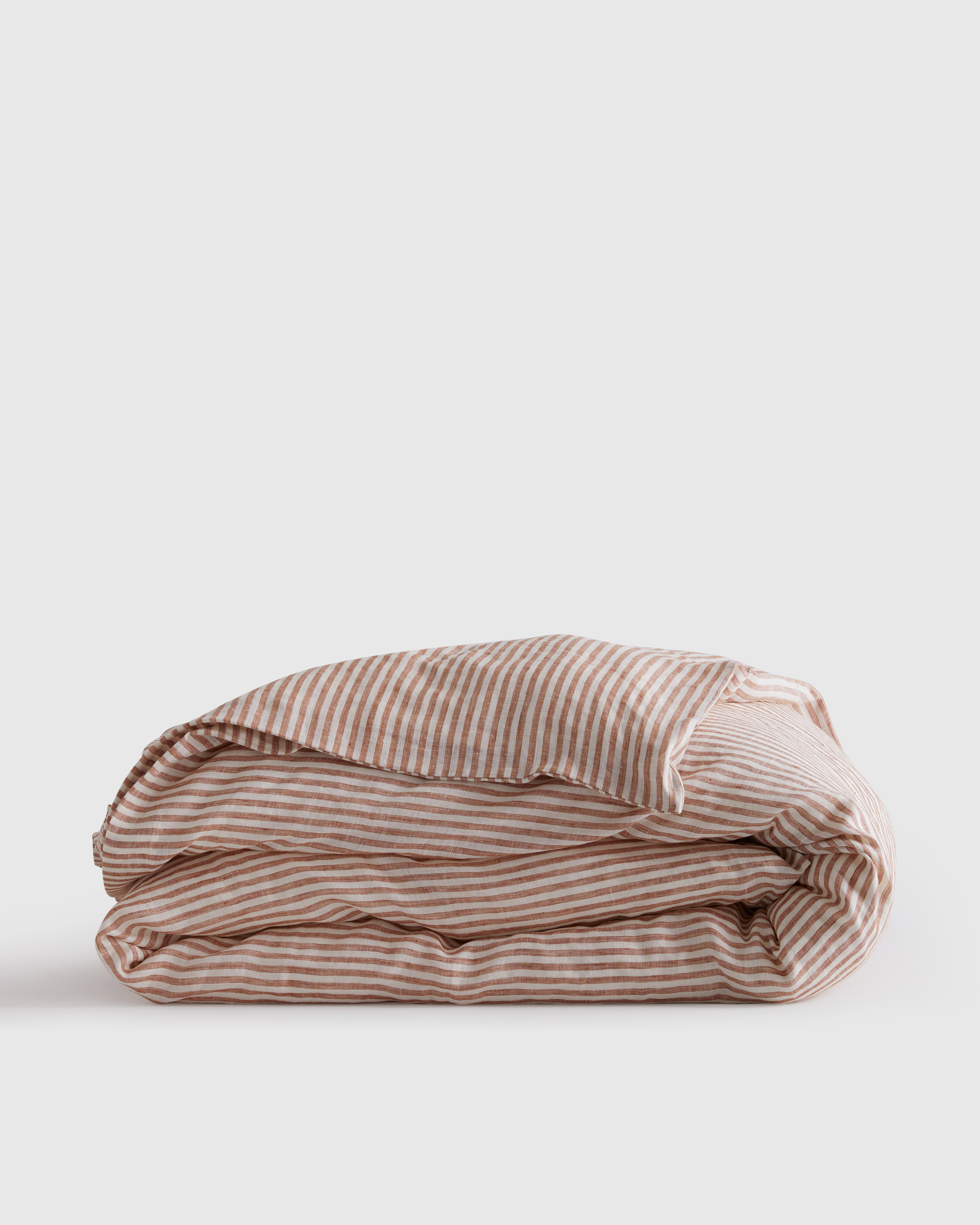 Terracotta/White Stripe European Linen Duvet Cover