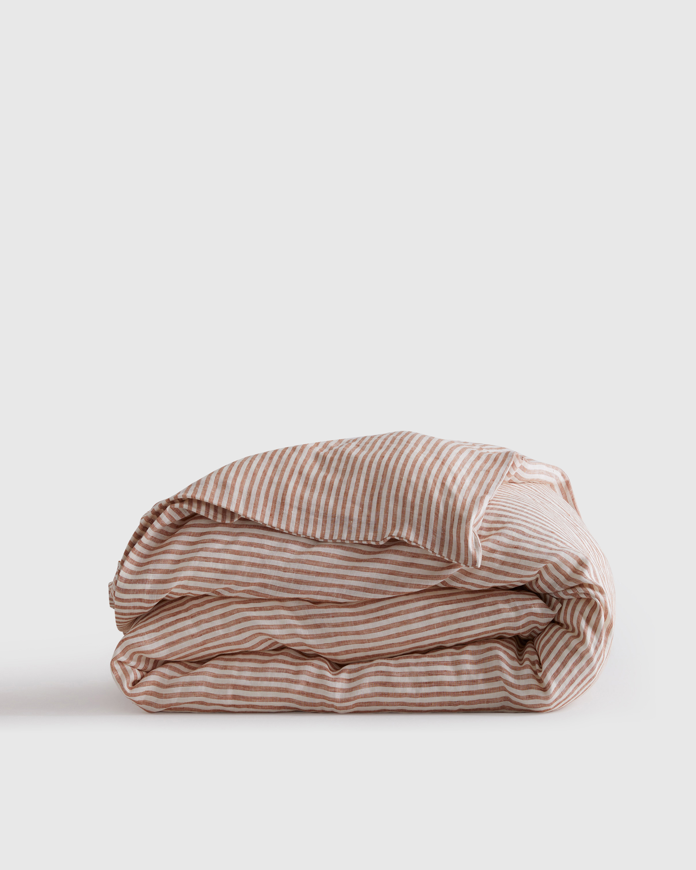 Terracotta/White Stripe European Linen Stripe Duvet Cover