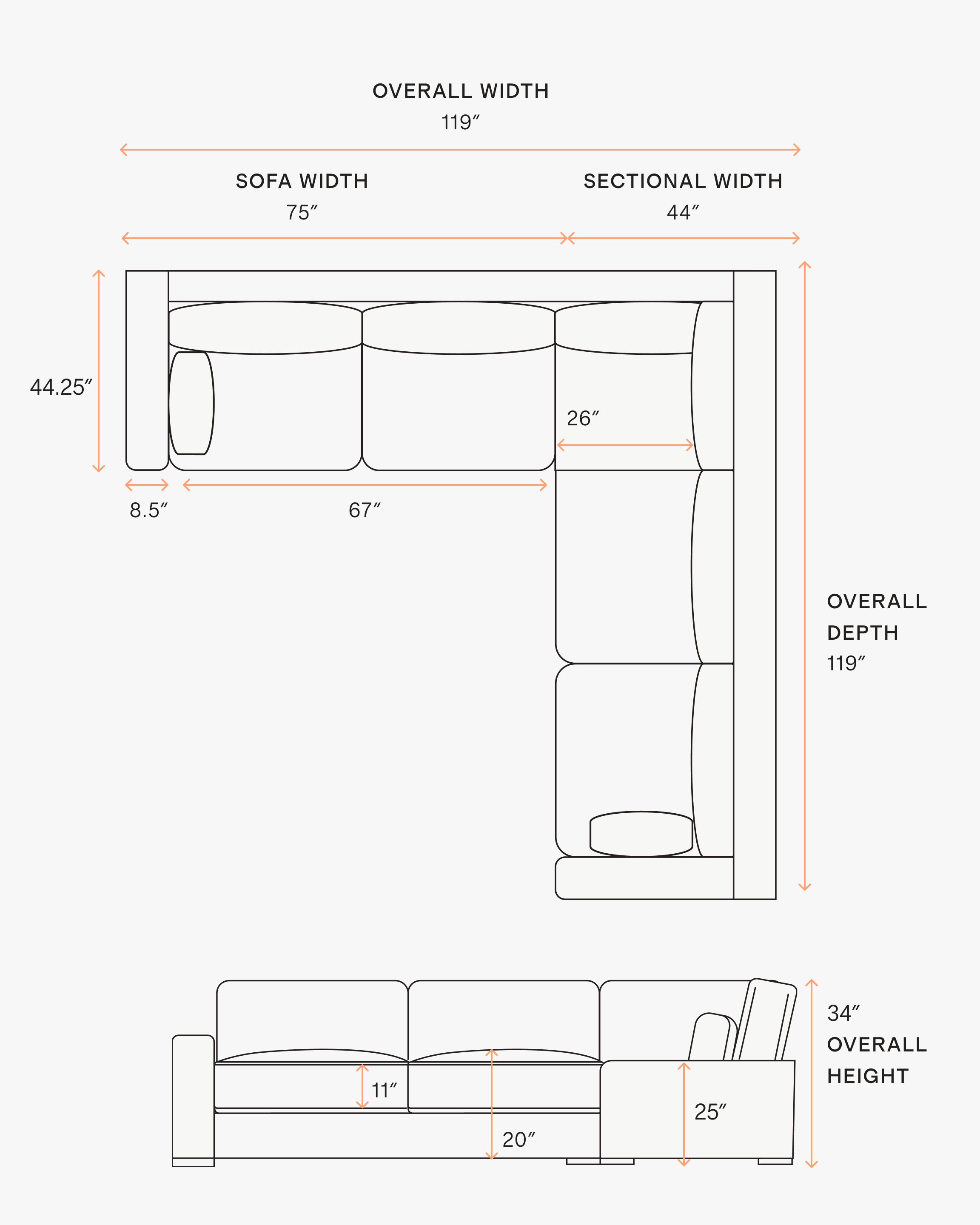 Ashford Deep Seat L Sectional in Performance Basketweave - 119x119