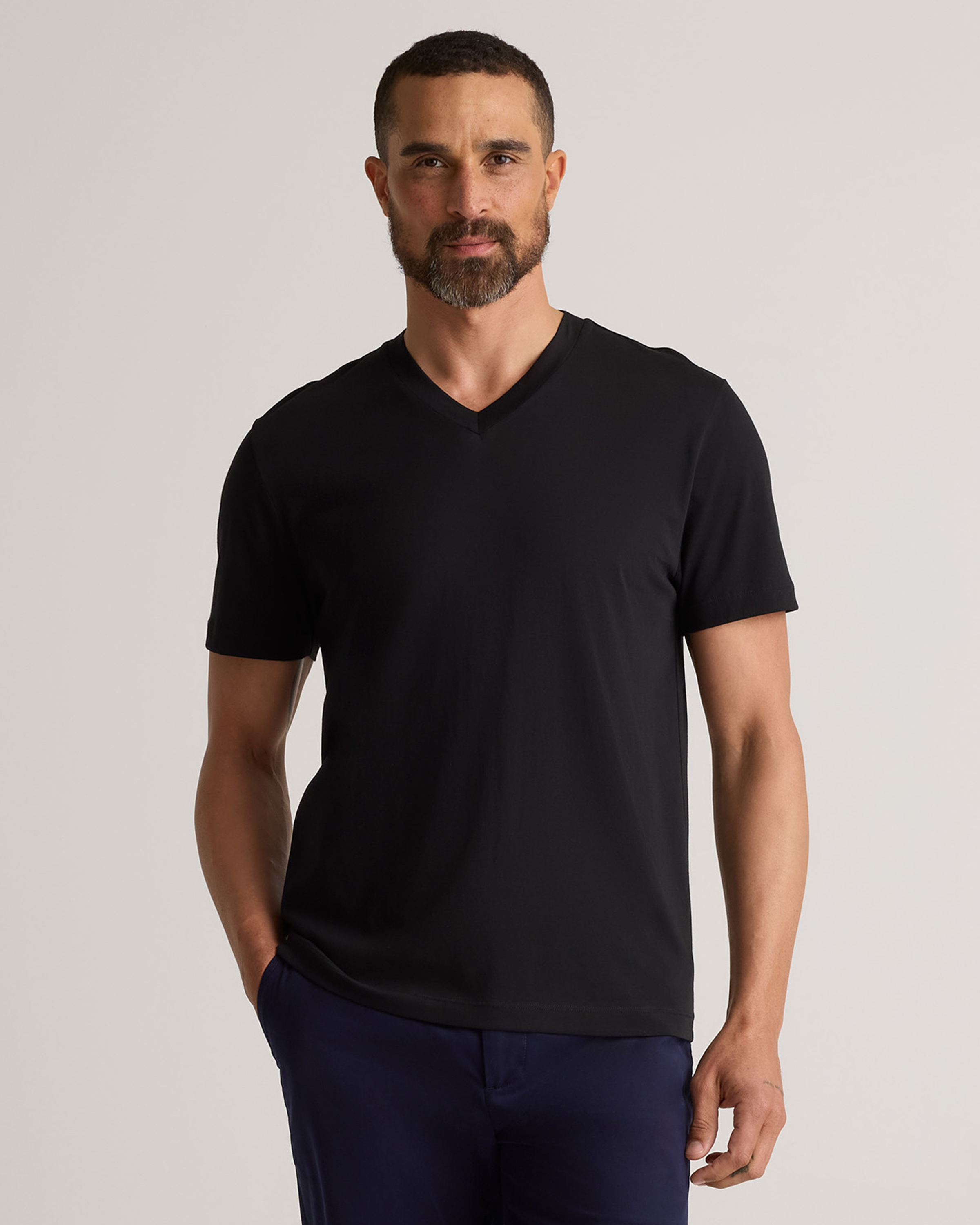 Quince Men's 100% Pima Cotton Luxe Touch V-neck T-shirt In Bold Black