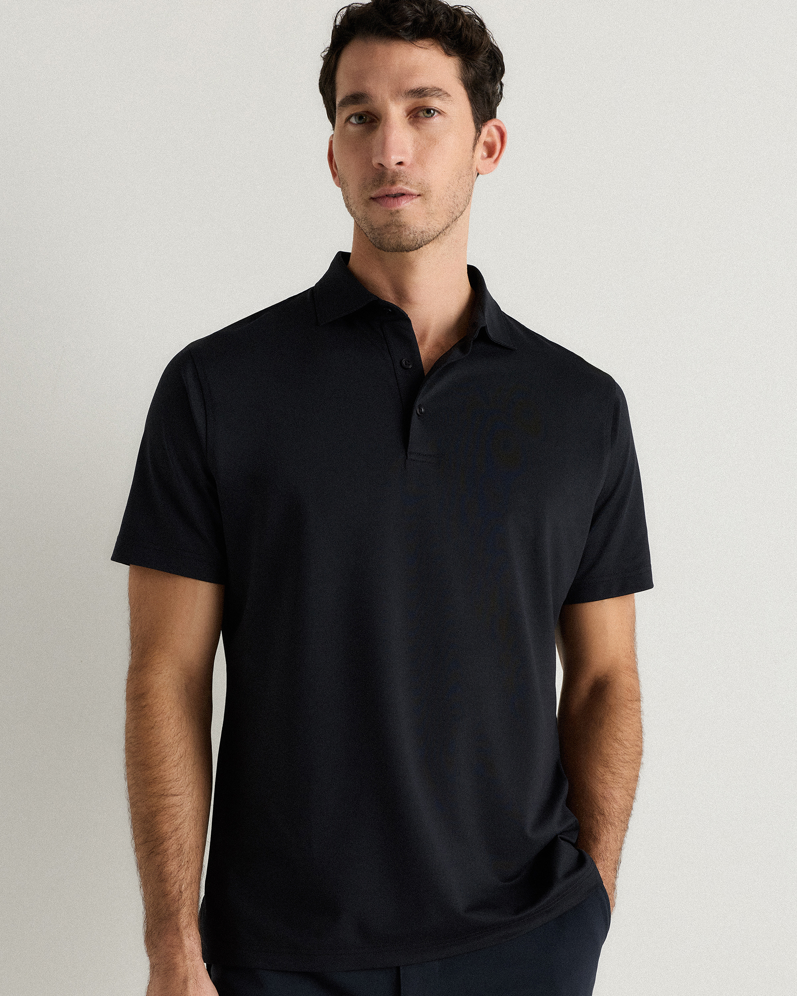 Black Performance Mesh Golf Polo