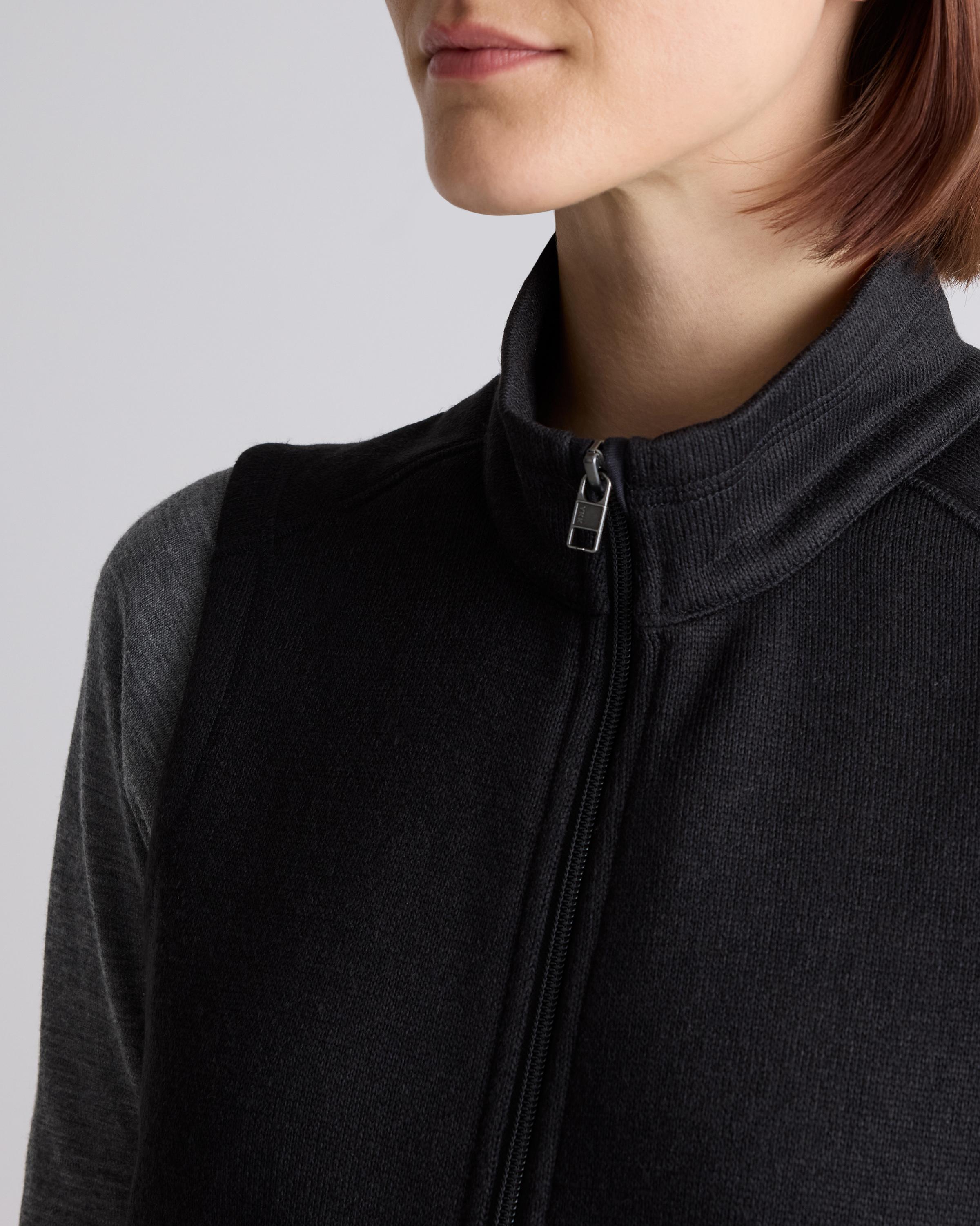 Sweater-Knit Fleece Full-Zip Vest