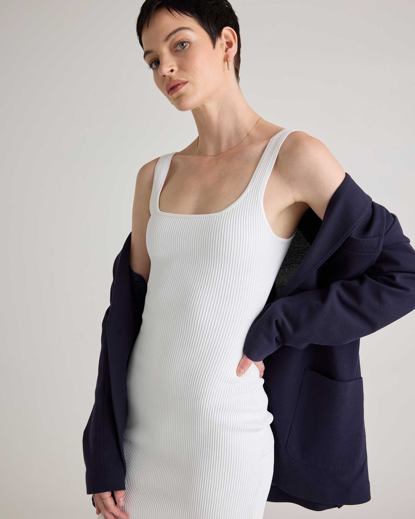 Square Neck Ribbed Knit Mini Dress Square Neck Ribbed Knit Mini Dress