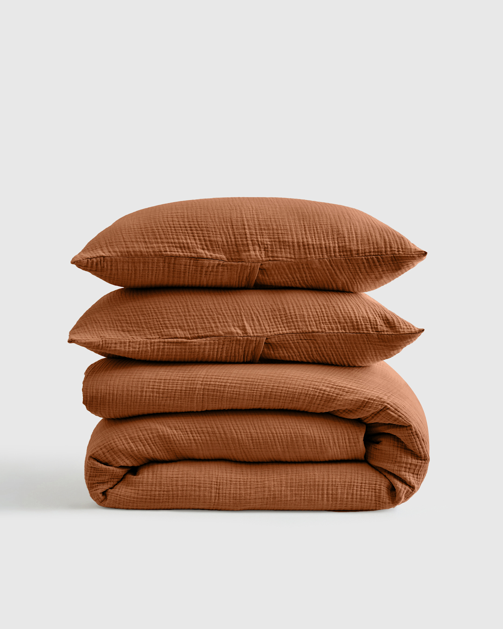 Organic Airy Gauze Duvet Cover Set - Full/QueenSize Chart, Terracotta