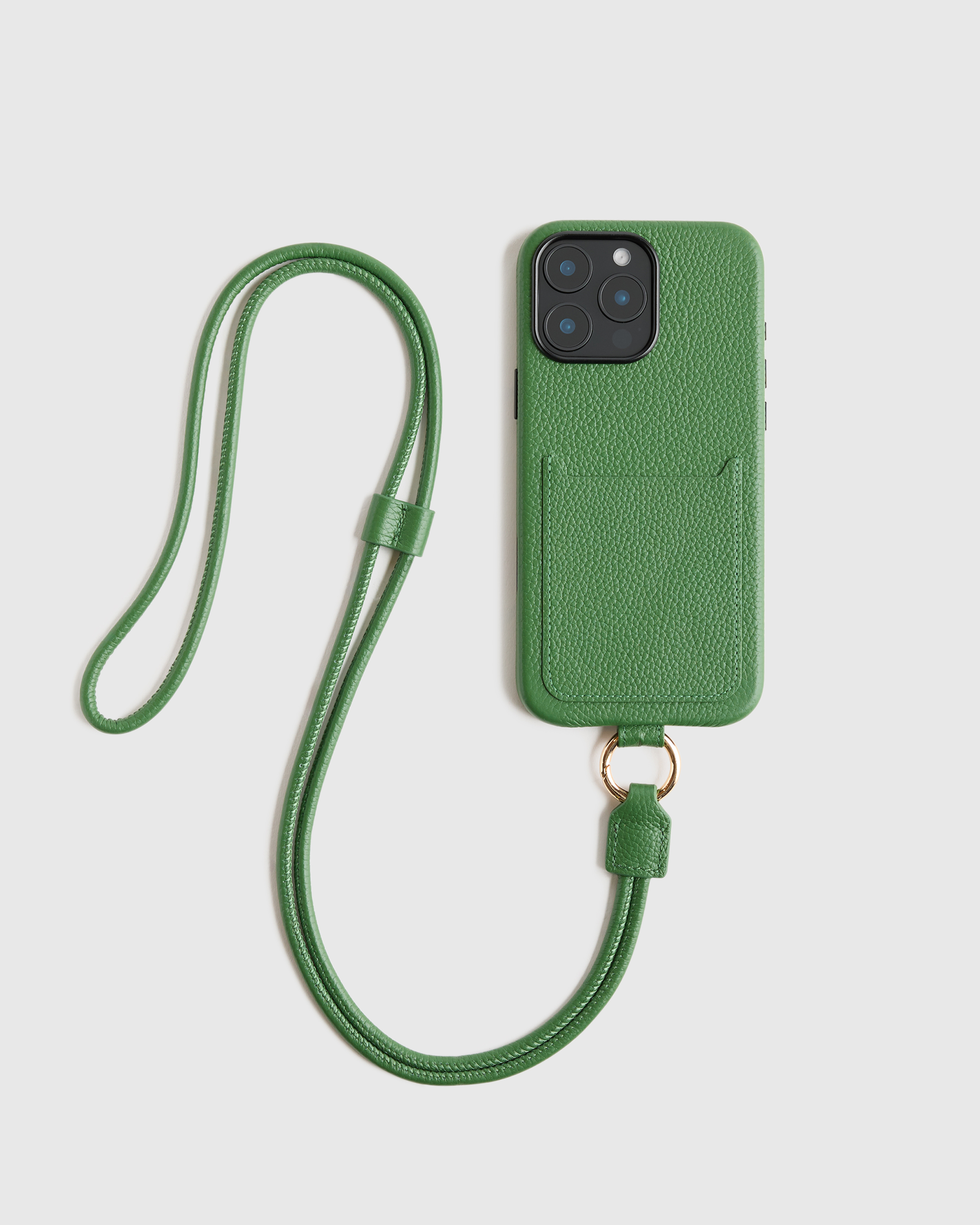 Italian Leather Phone Crossbody Case in Emerald