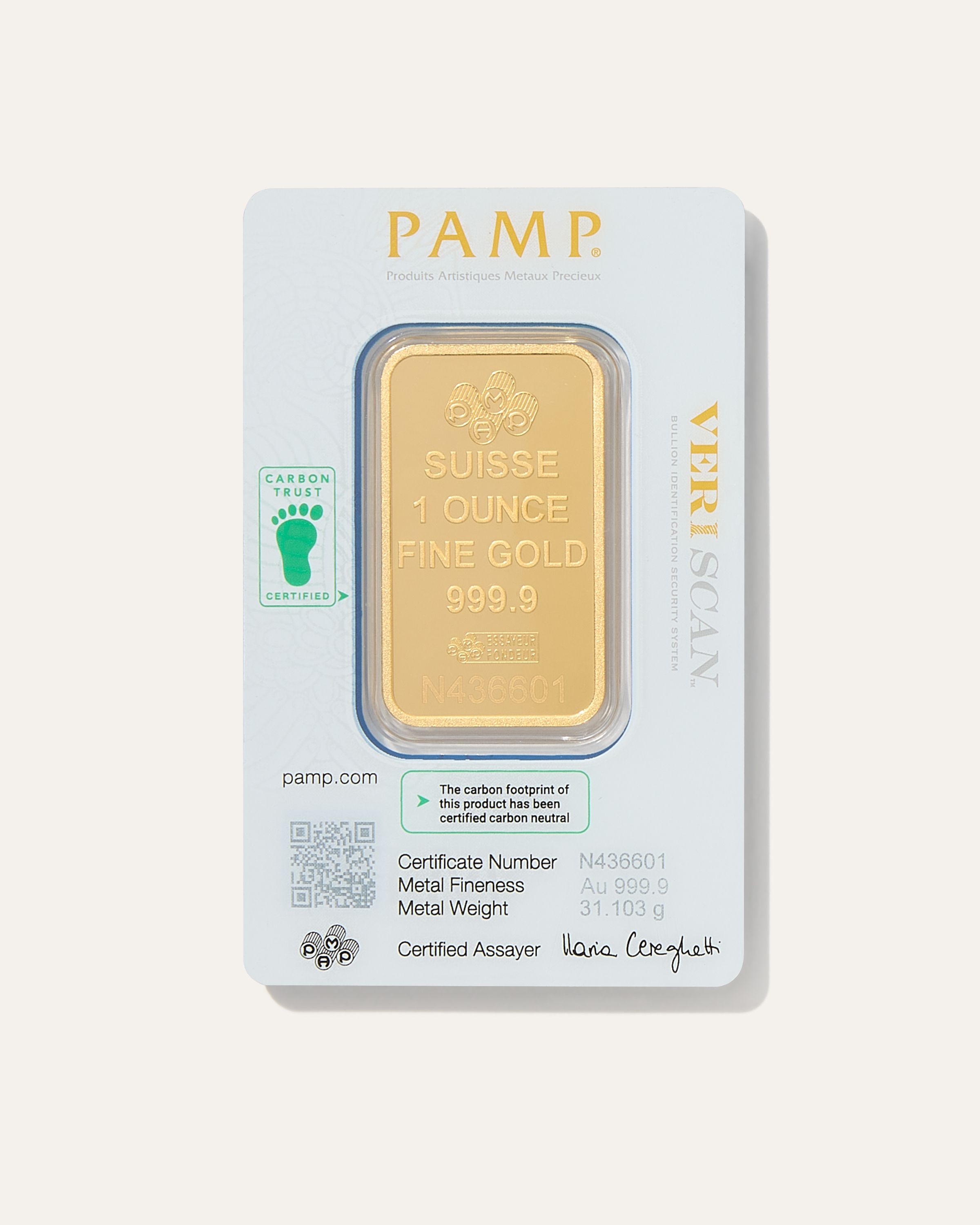 1 oz Gold Bar PAMP Lady Fortuna Veriscan (In Assay) 1 oz Gold Bar PAMP Lady Fortuna Veriscan (In Assay)