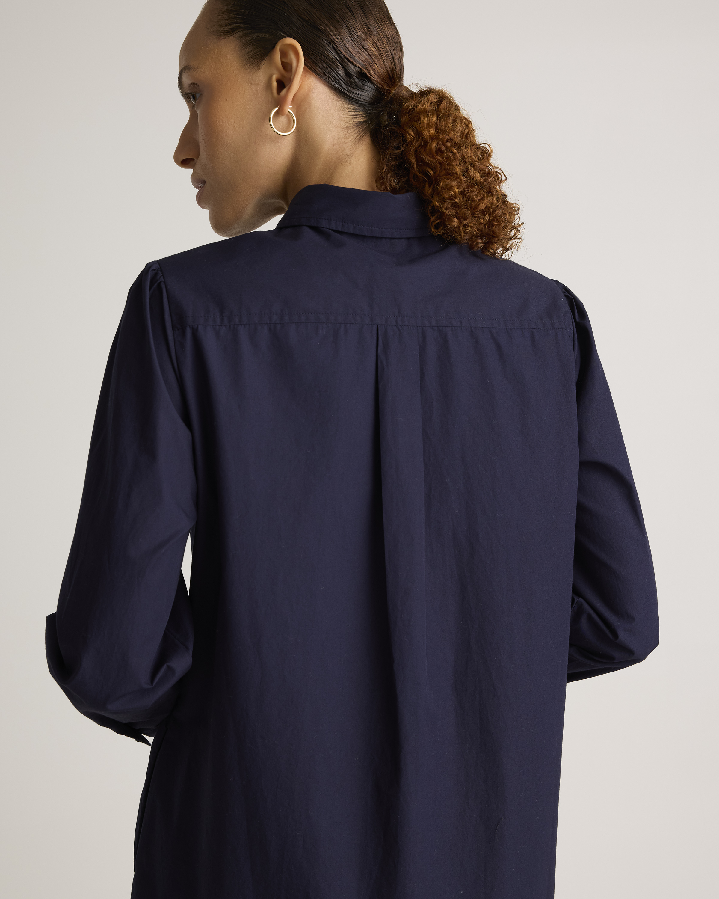 white christmas dresses Essential Navy Short Sleeve Gauze Shirt Dress, Small main image 1