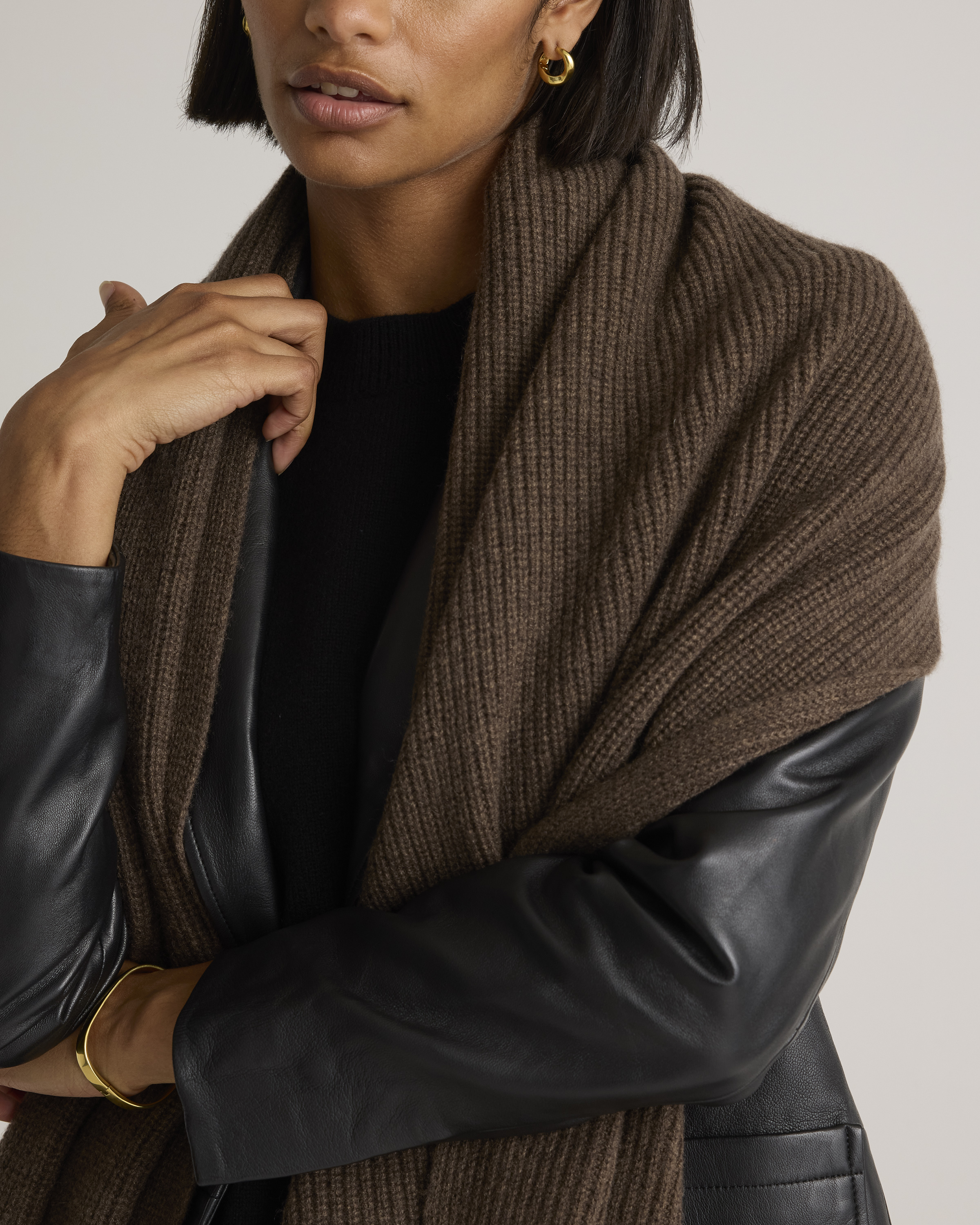 Mongolian Cashmere Ribbed Wrap - thumbnail 8