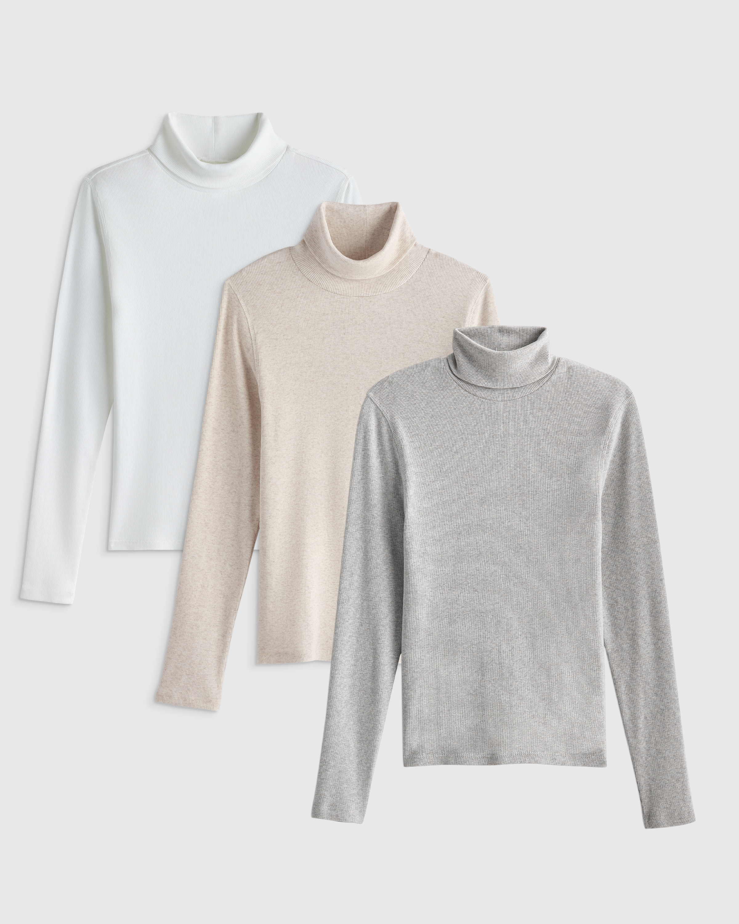 Soft White Organic Cotton Micro-Rib Turtleneck 3 Pack Bundle