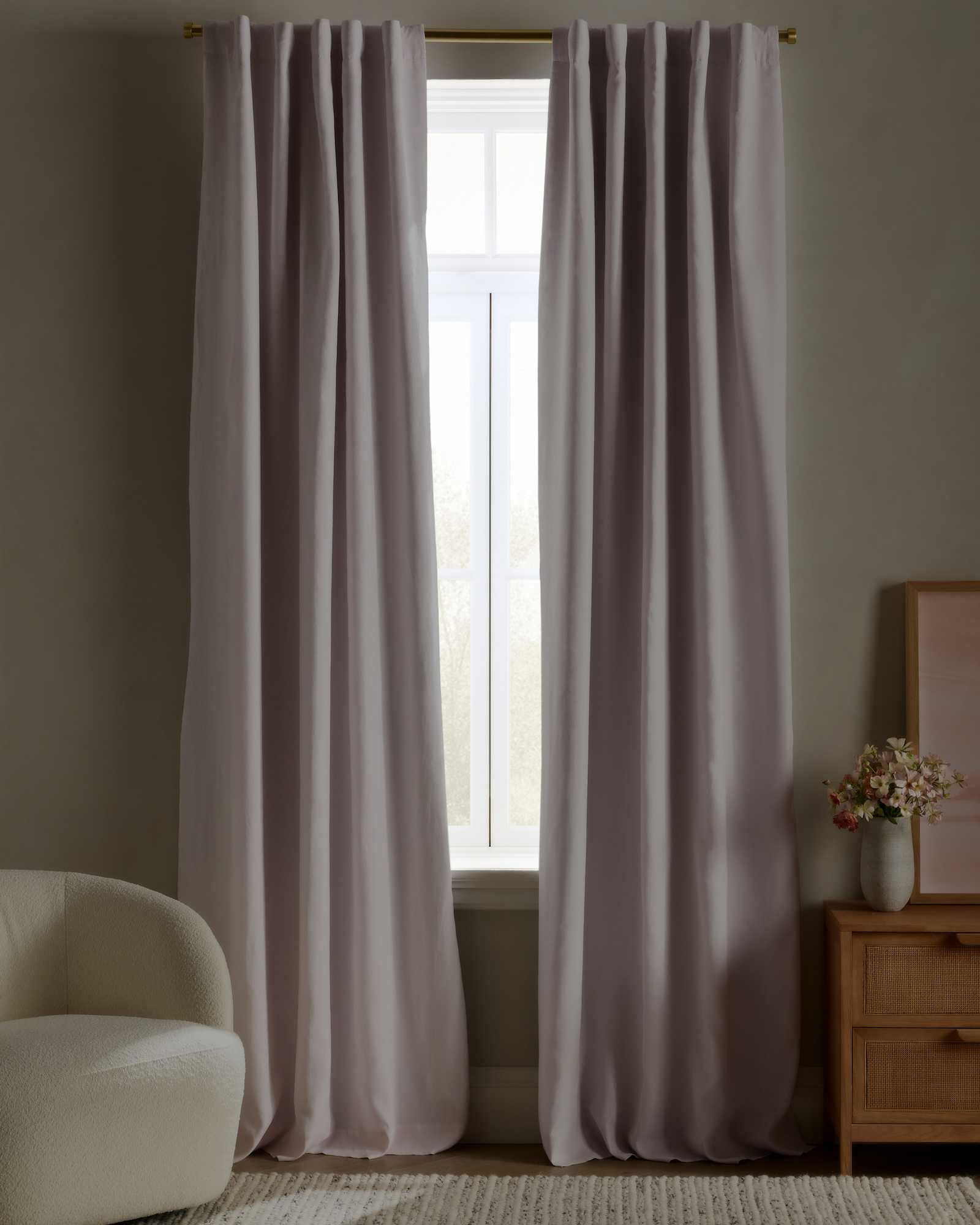 Quince Linen Curtains European Linen True Blackout Curtain in Vintage Blush | Quince Canada