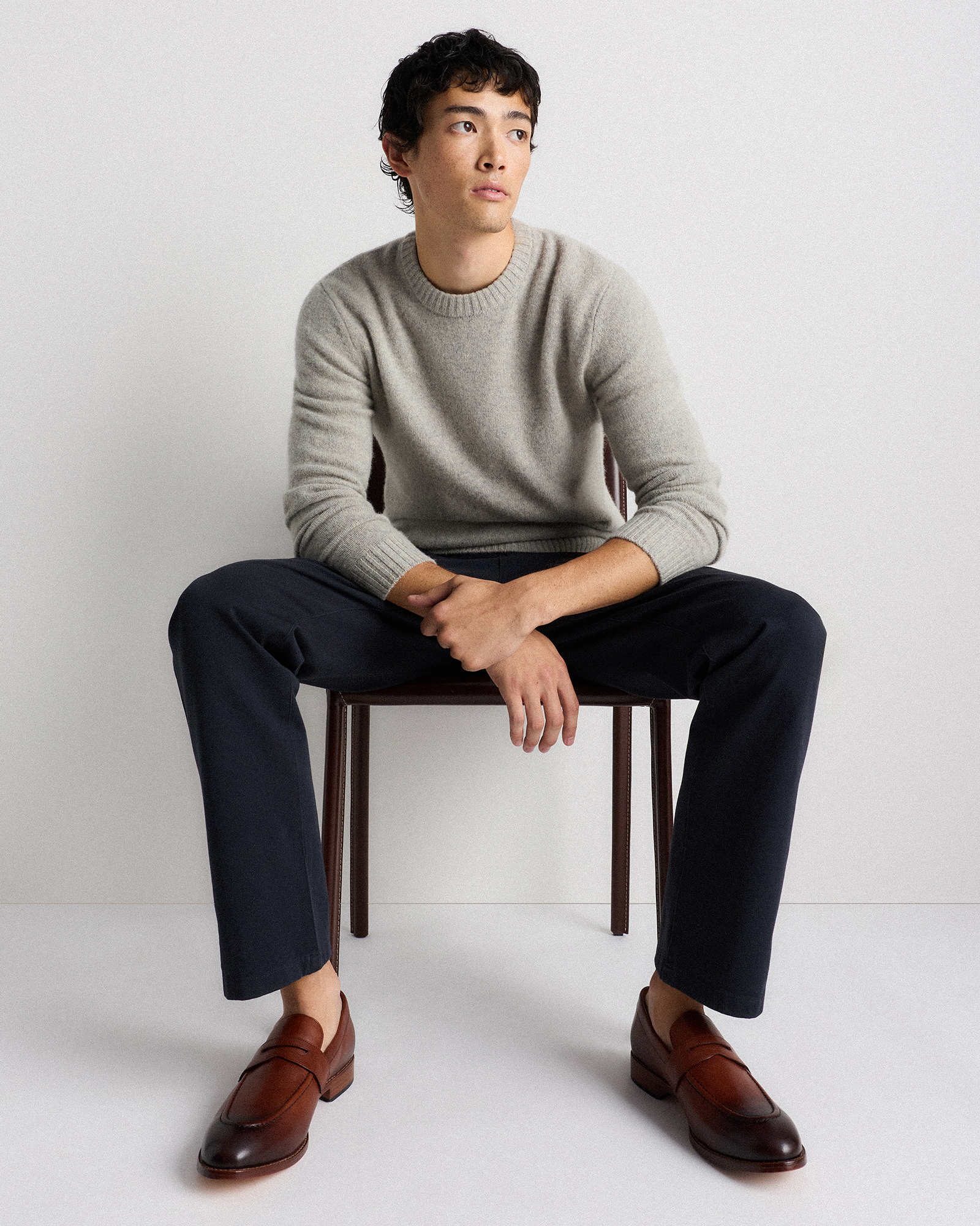 Calfskin Leather Penny Loafer in Brandy
