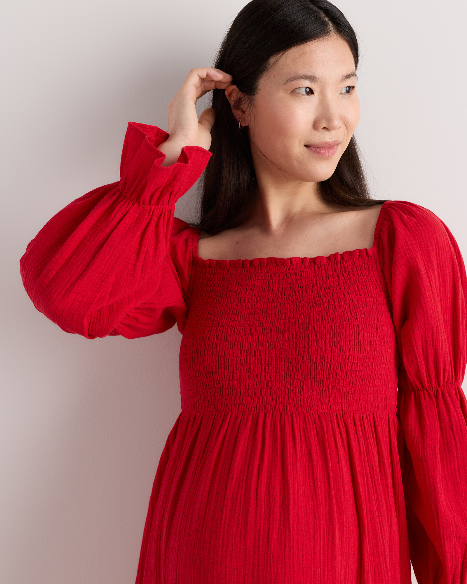 Women's Gauze Maternity Smocked Midi Dress in Ocean Breeze, Size XS, Organic Cotton by Quince