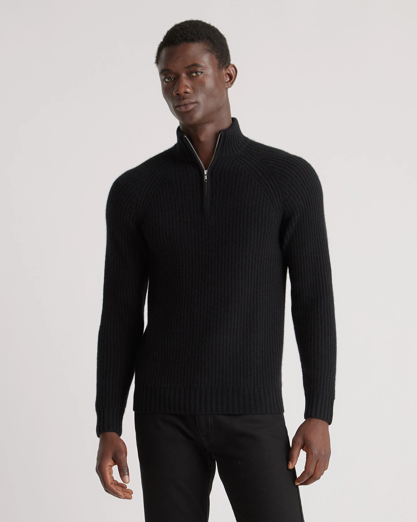 Mongolian Spring Cashmere Fisherman Quarter Zip Sweater
