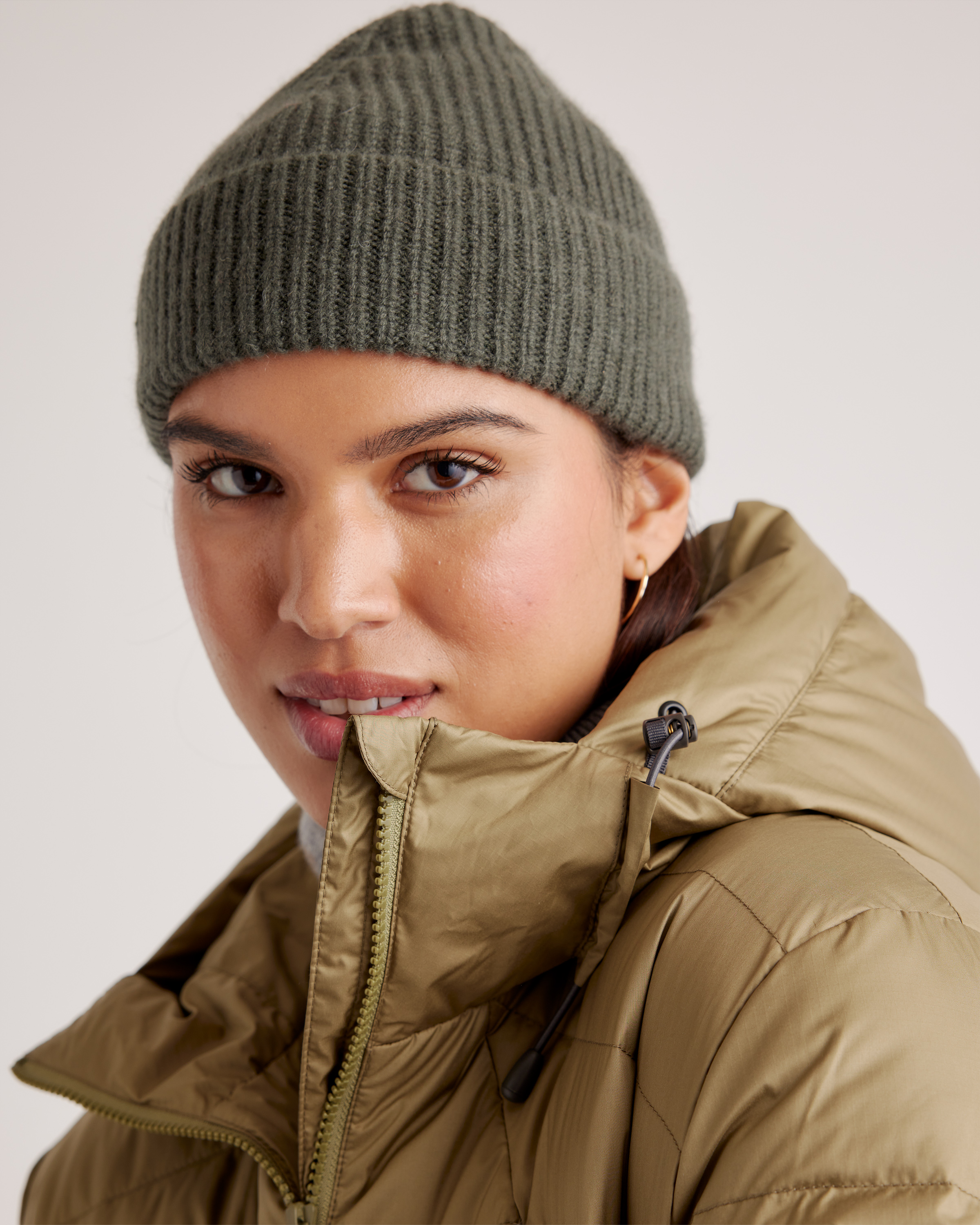 Moss Mongolian Cashmere Ribbed Beanie