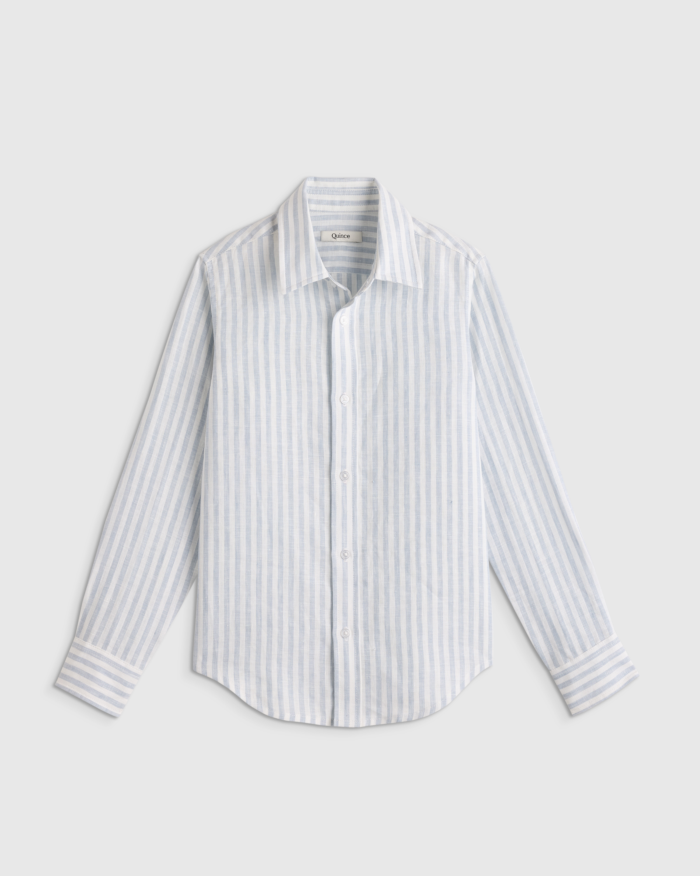Sky Blue Mariner Stripe 100% European Linen Long Sleeve Shirt