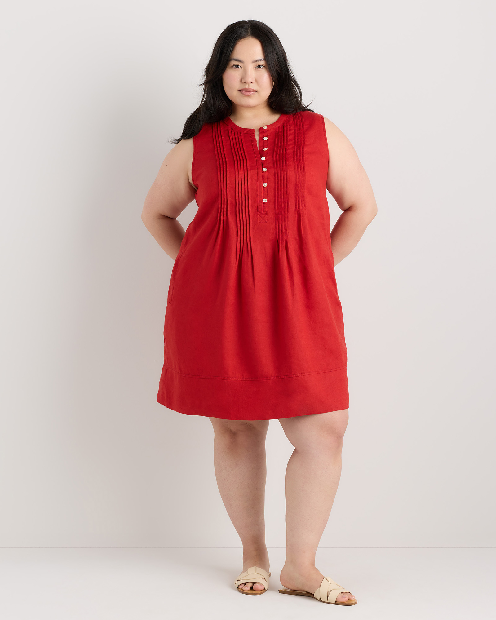 Chile 100% European Linen Sleeveless Swing Dress