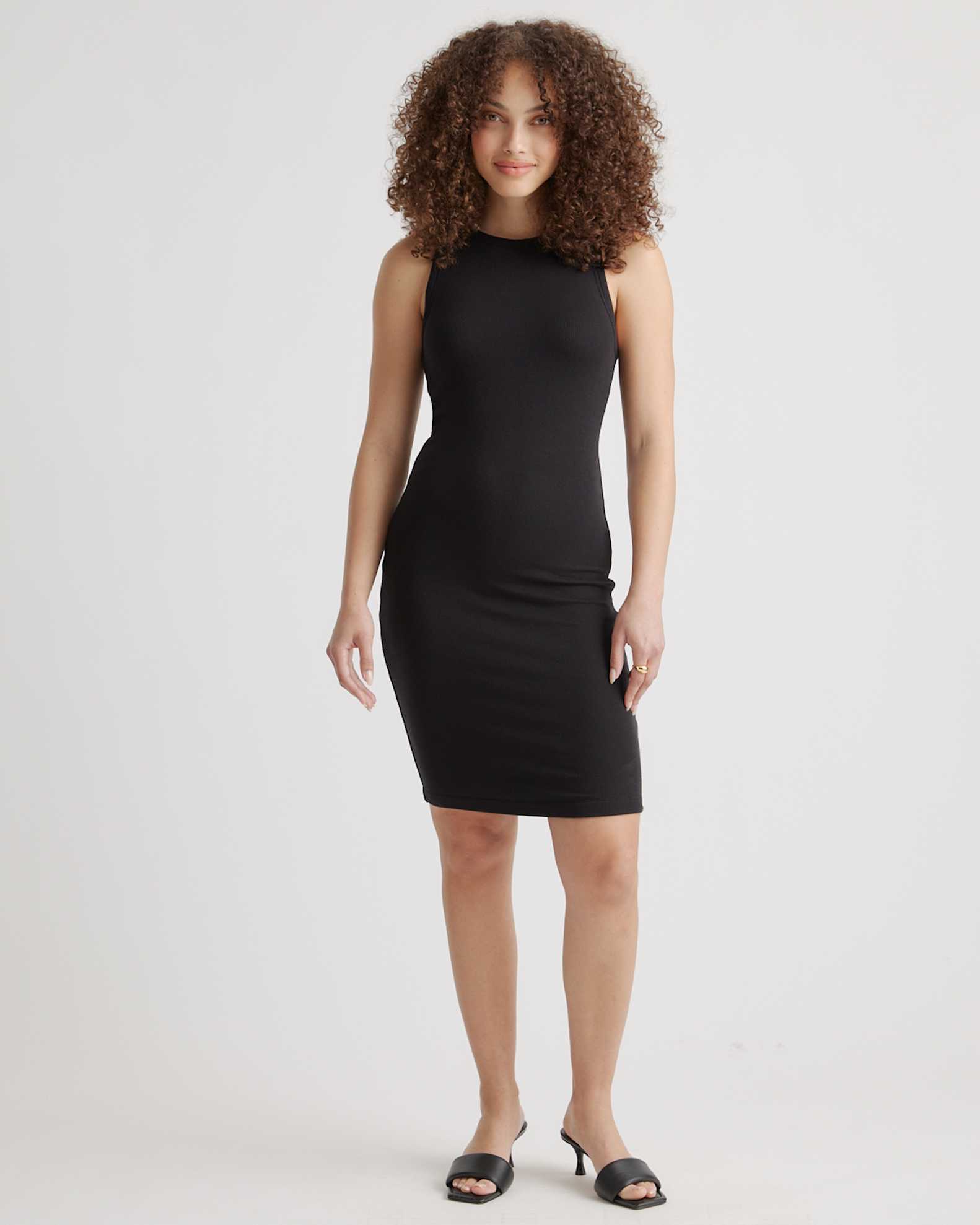 tencel rib knit sleeveless dress Quince Women's Tencel Rib Knit Tank Top Midi Dress, Wine Color, Size Medium