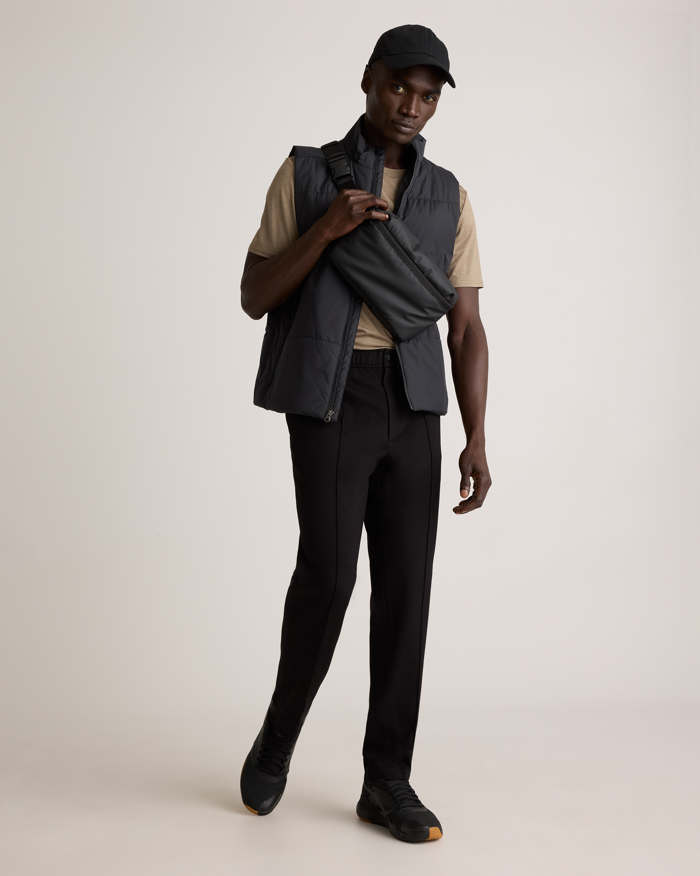 Stretch Knit Pintuck Trouser in Black