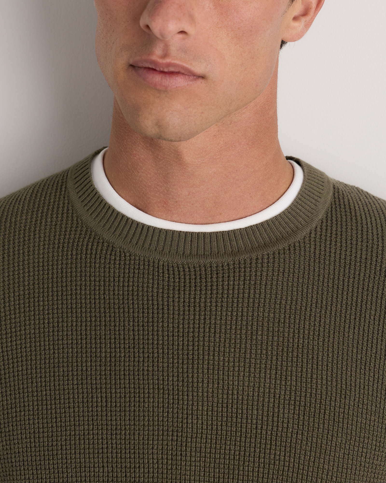 Organic Cotton Cashmere Waffle Crewneck Sweater