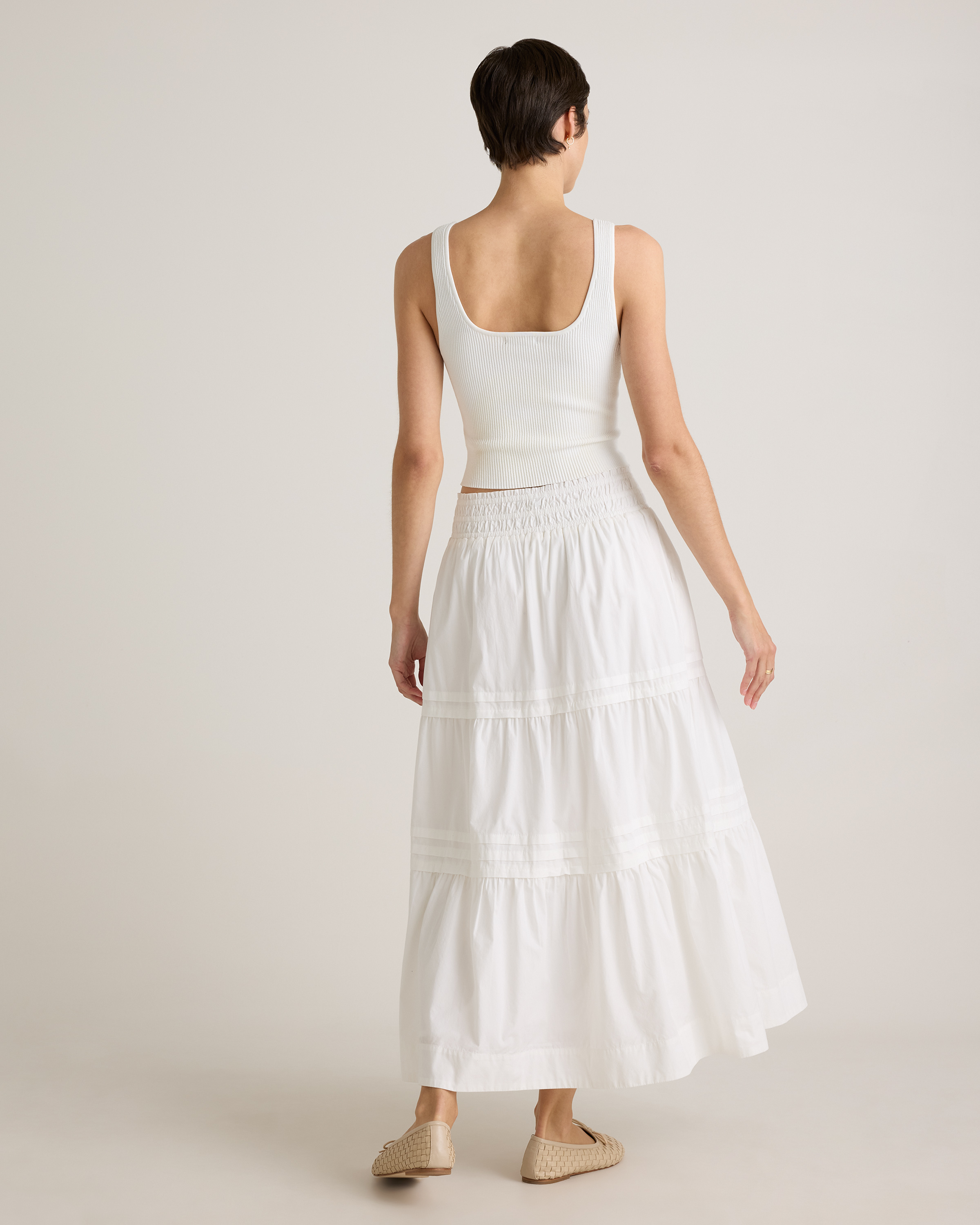 laubeblanc cotton tiered skirt ホワイト Tiered Cotton Maxi Skirt for Tall Women | American Tall