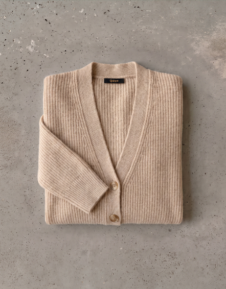 Oatmeal Mongolian Cashmere Fisherman Boxy Cropped Cardigan Sweater
