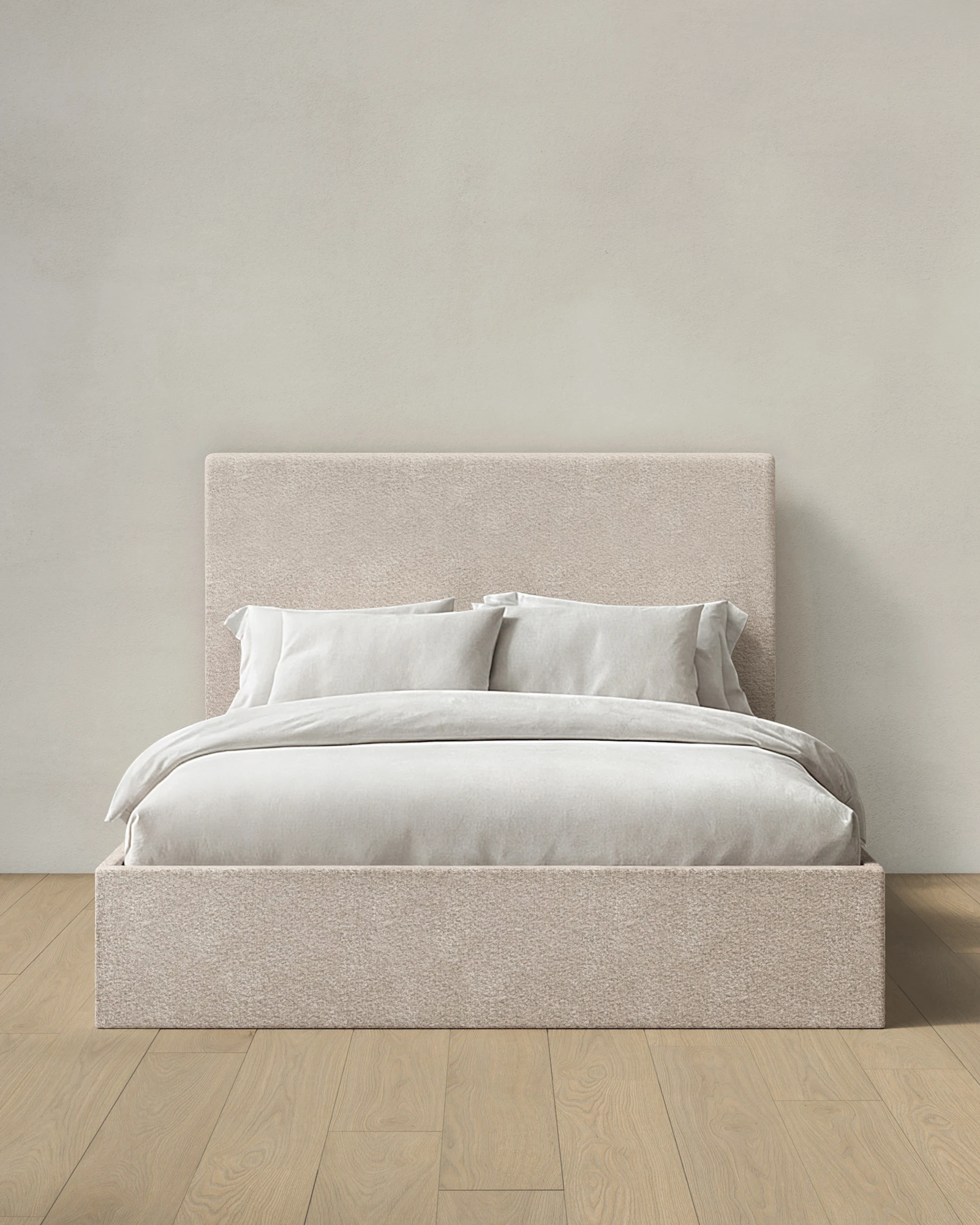 Plush Boucle Square Bed - High Headboard