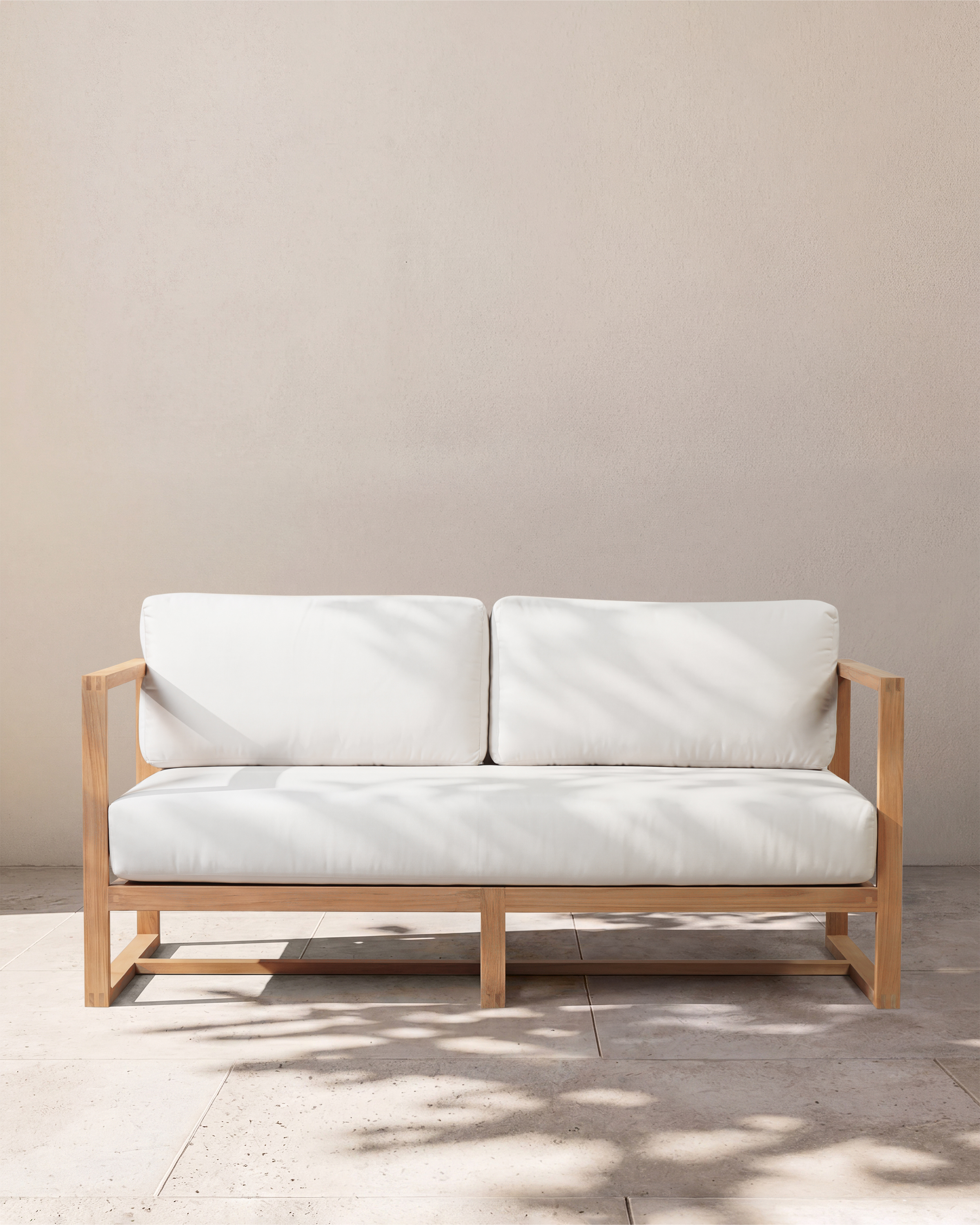 Natural Teak Linear Solid Teak Outdoor Sofa