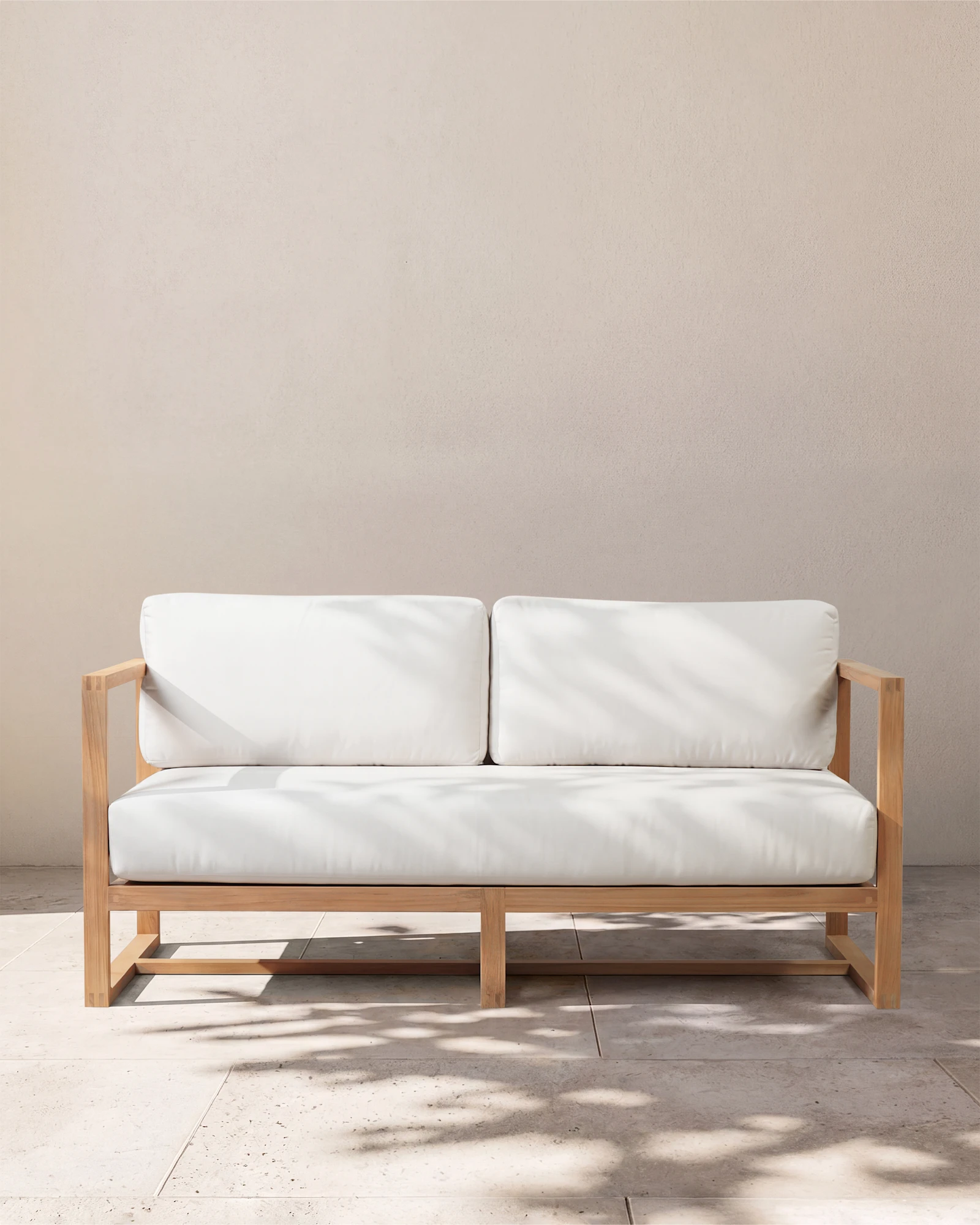 Slim Solid Teak Outdoor Sofa