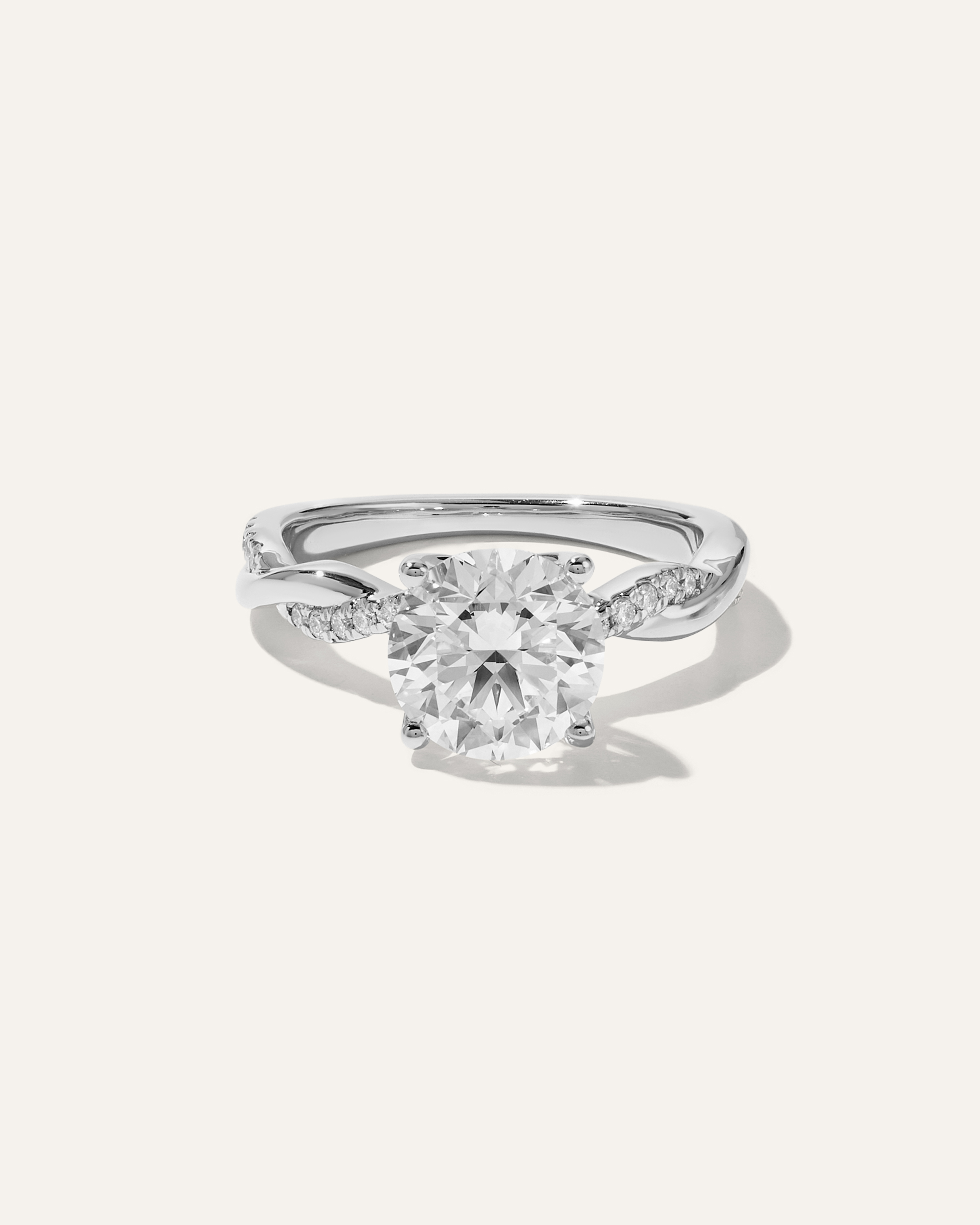 Platinum Lab Grown Diamond Round Twisted Engagement Ring