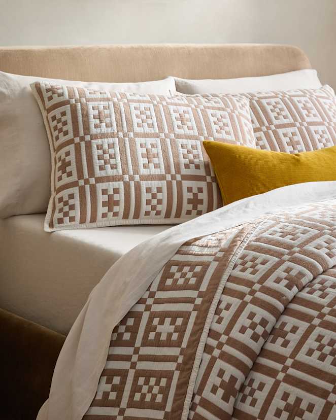 Latte Organic Cotton Jacquard Geo Sham Set