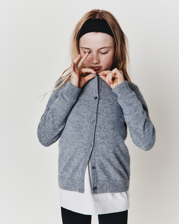 Heather Grey Washable Cashmere Cardigan