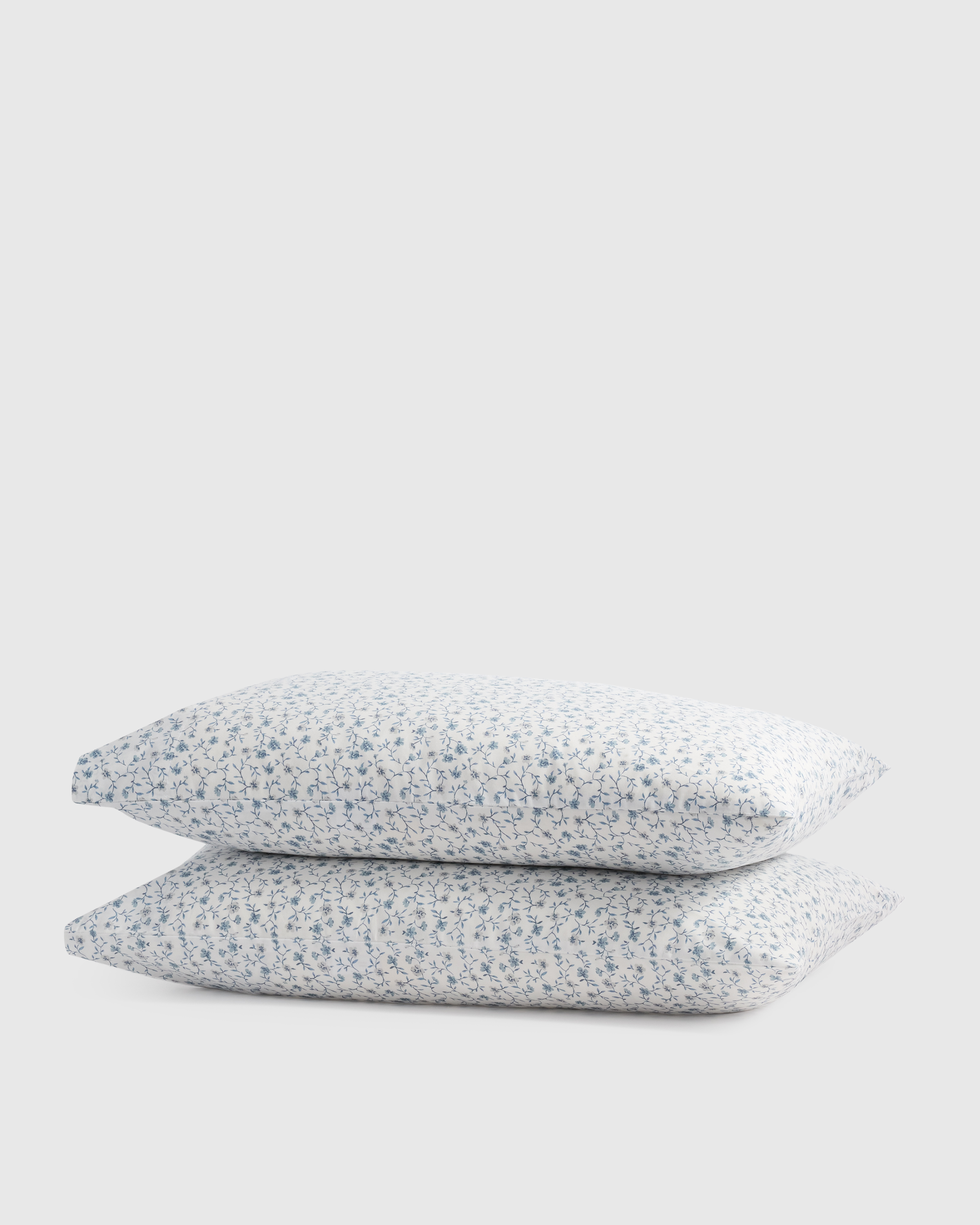 Blue Florette Classic Organic Percale Floral Pillowcase Set