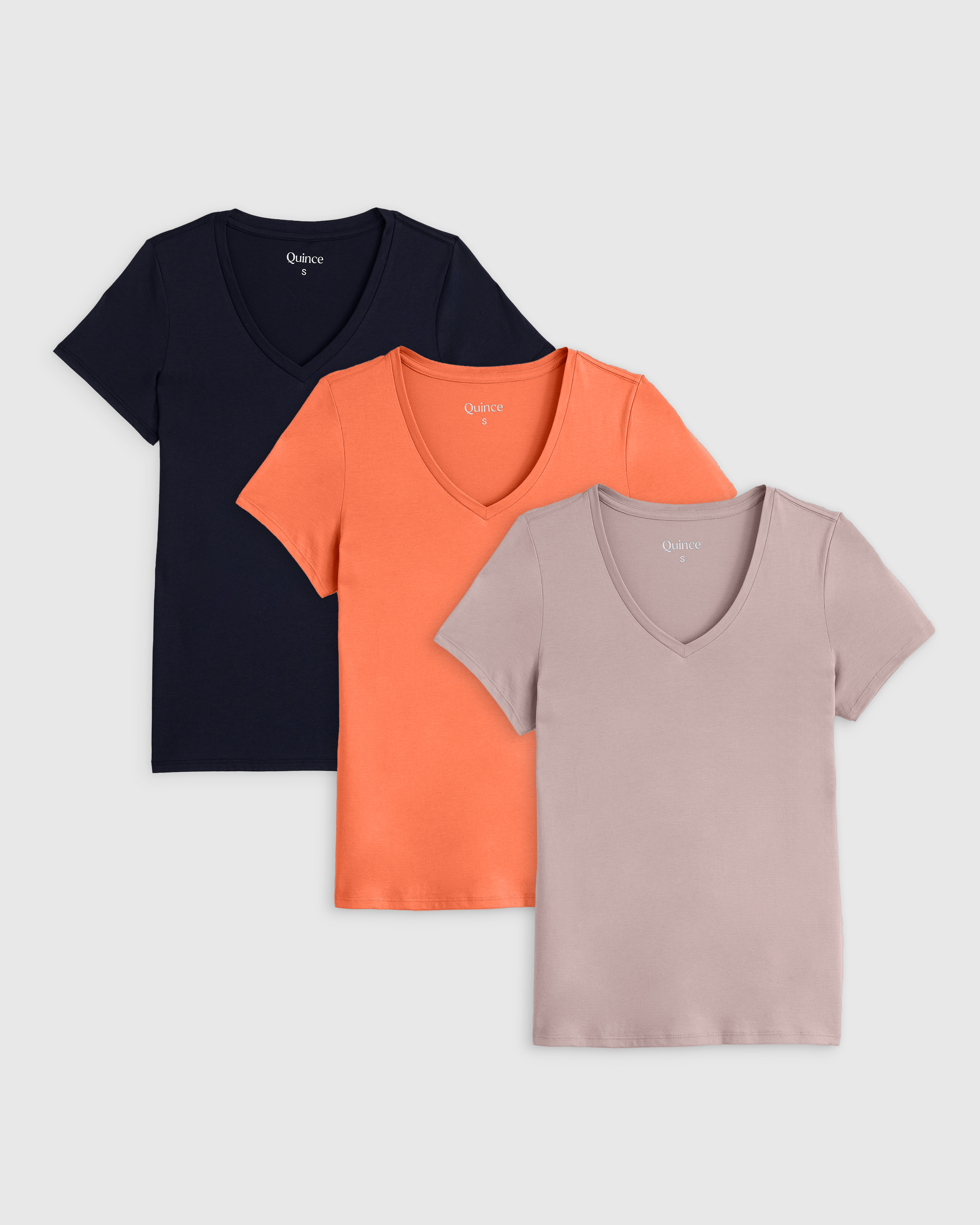 Navy Cotton Modal V Neck Tee 3 Pack Bundle