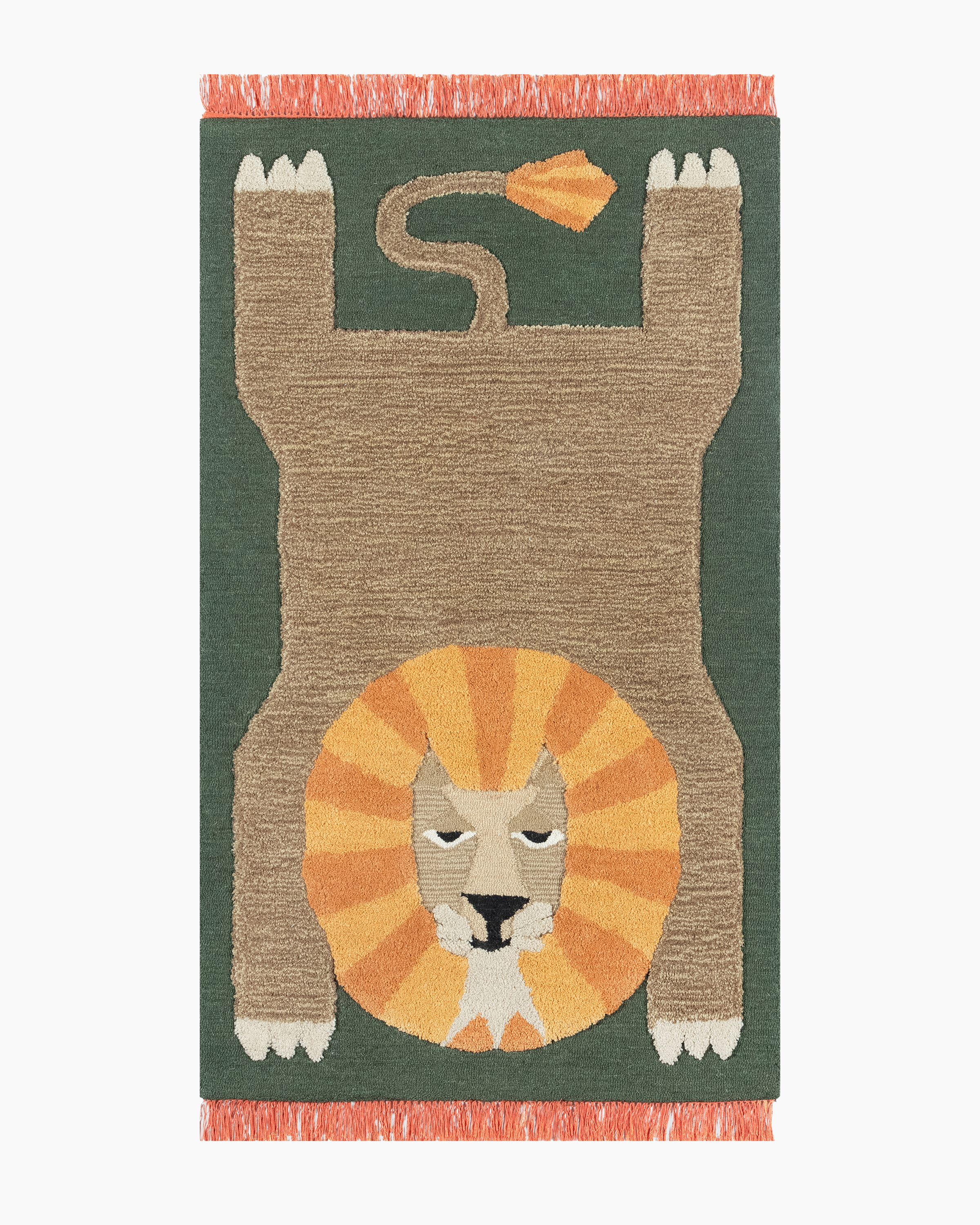 Lion Playful Animals Hand-Tufted Wool Rug 