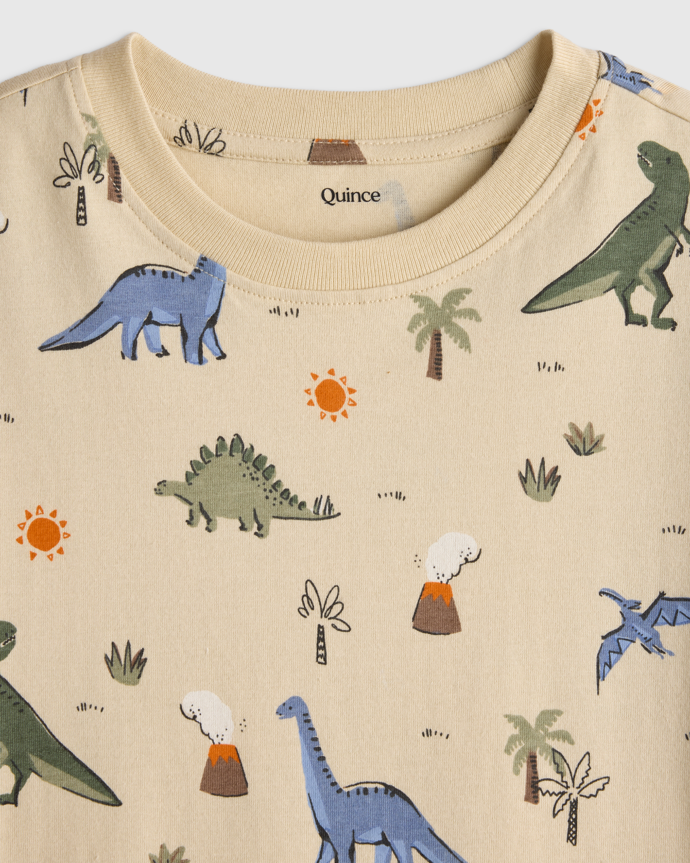 100% Organic Cotton Jersey Long Sleeve Tee in Dino Sketch