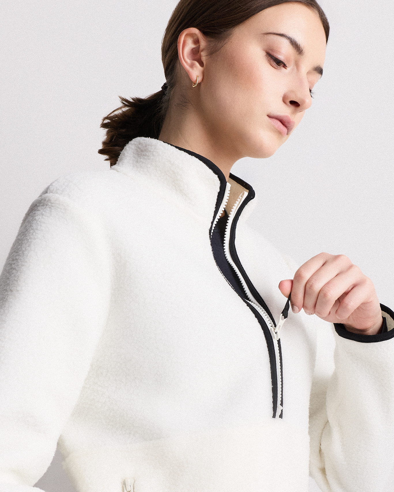 Sherpa Half-Zip Jacket in Frost/Black