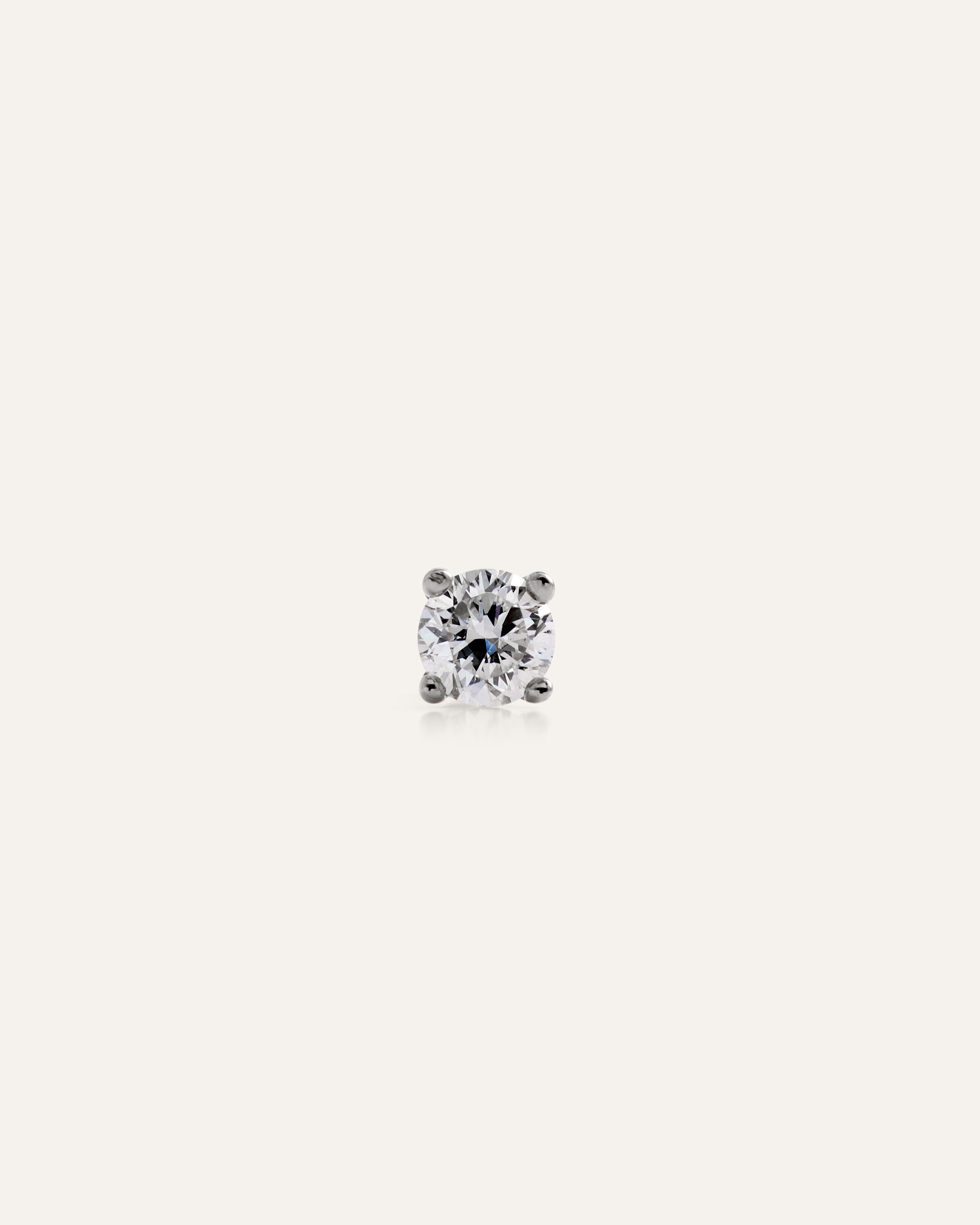 White Gold 14K Gold Lab Grown Diamond Round Tiny Flat Back Stud - Single