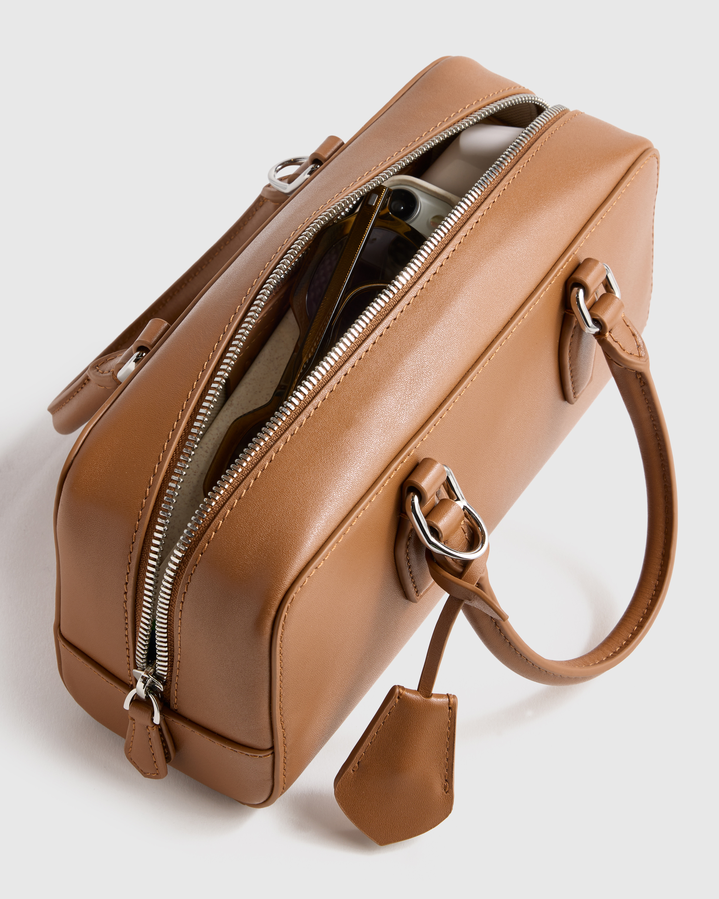 Quince Leather Bowler Crossbody Satchel - Thumbnail 3