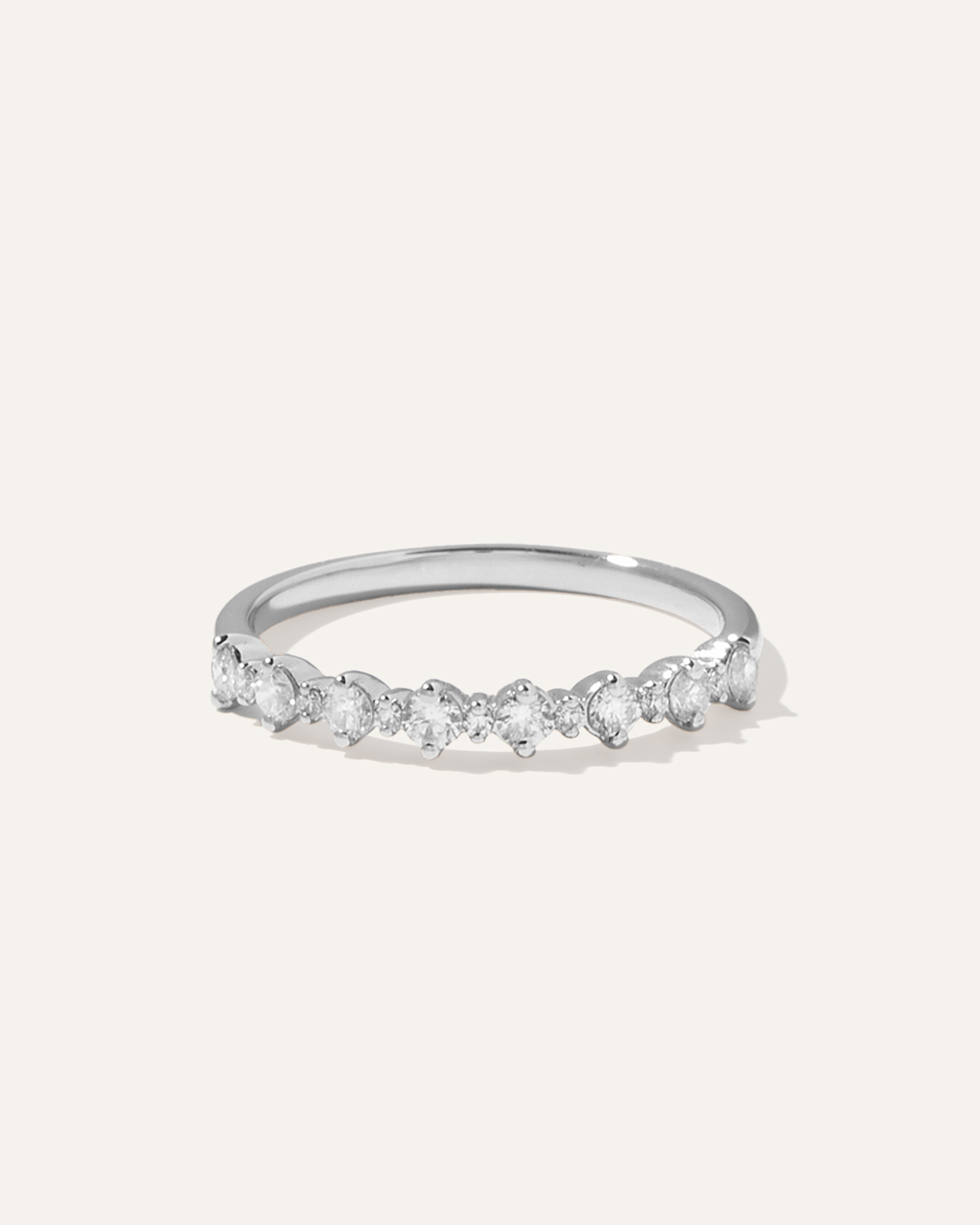 White Gold Diamond Alternating Round Band