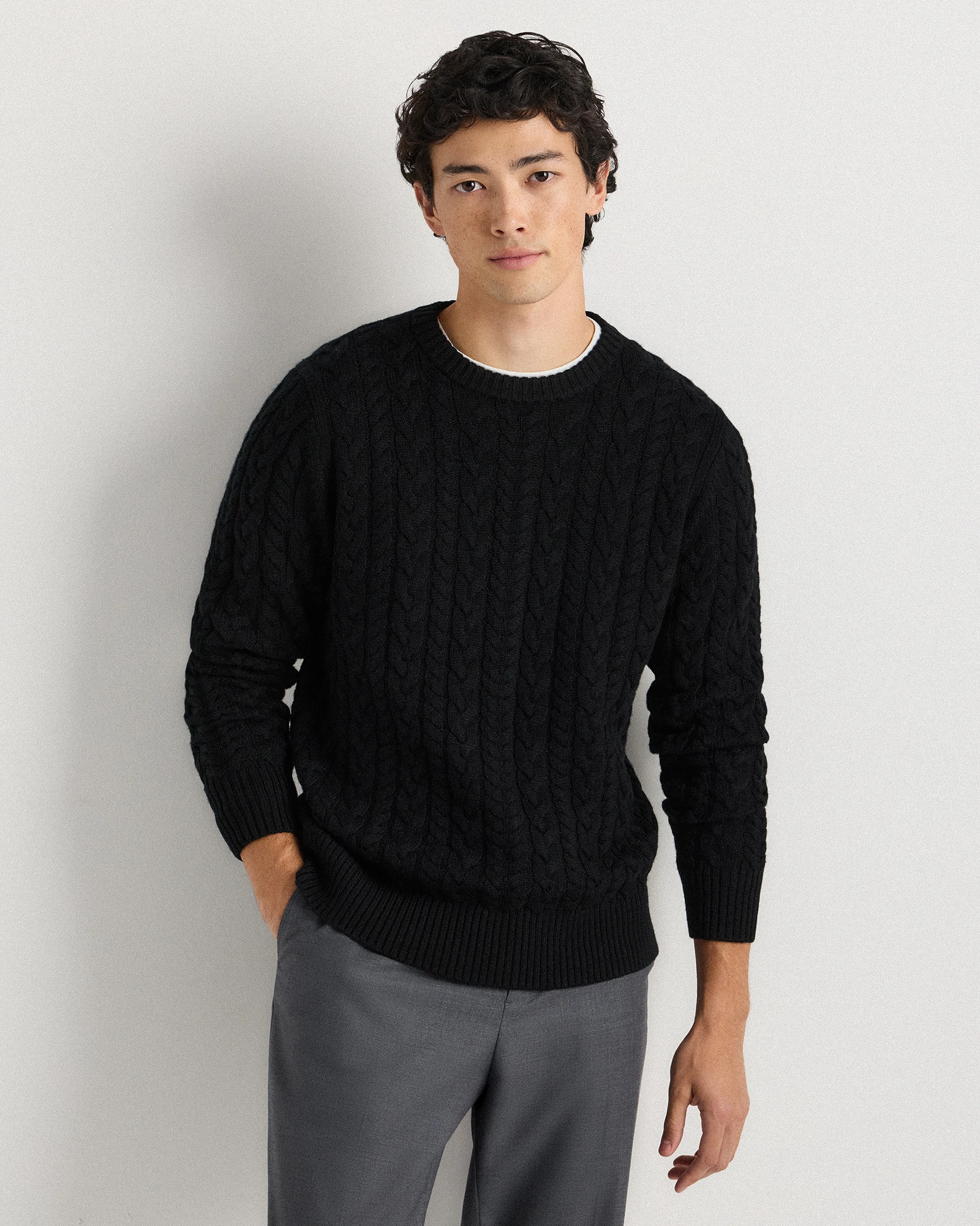 Australian Merino Wool Cable Crewneck Sweater