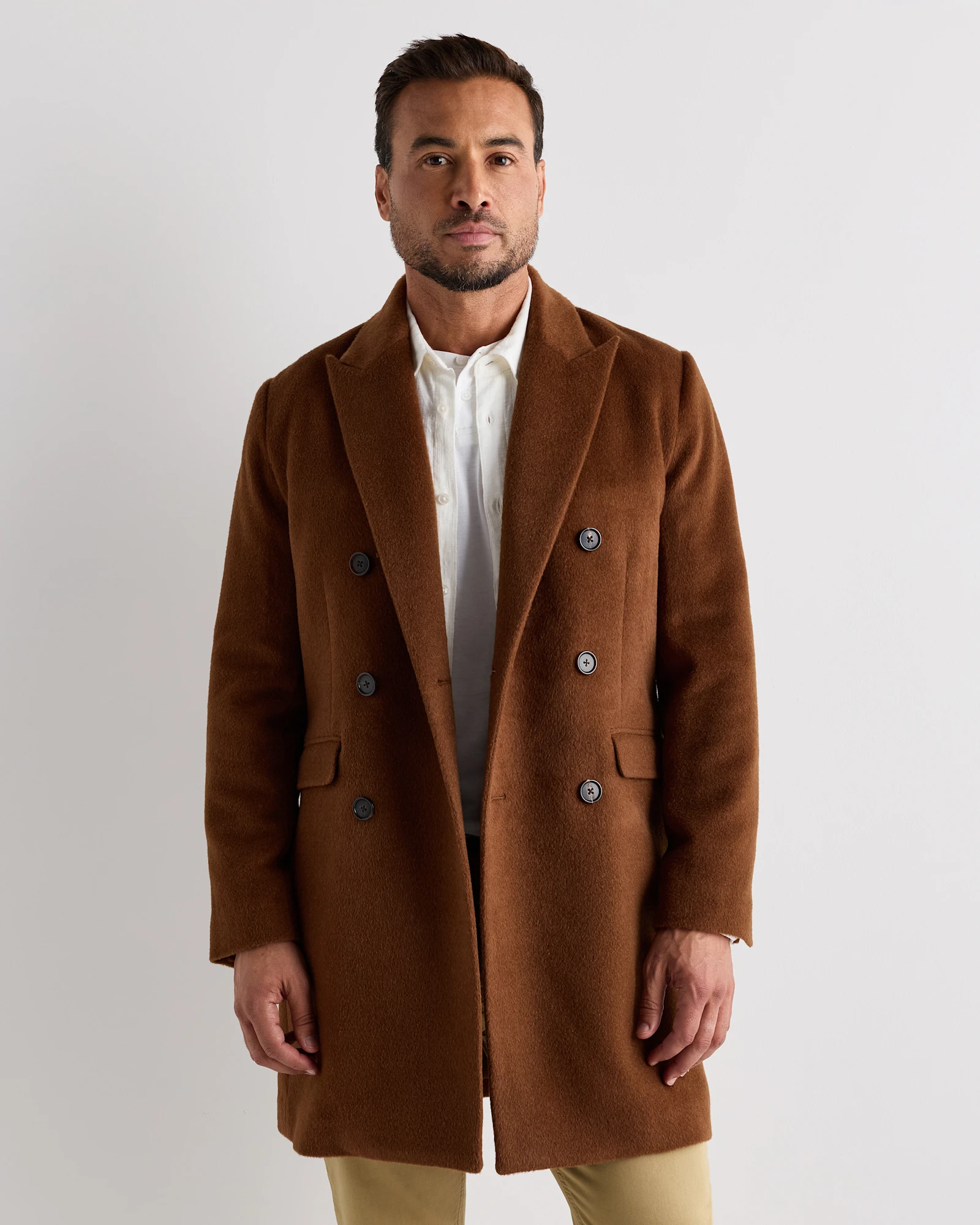 Camel Hair Double-Breasted Overcoat