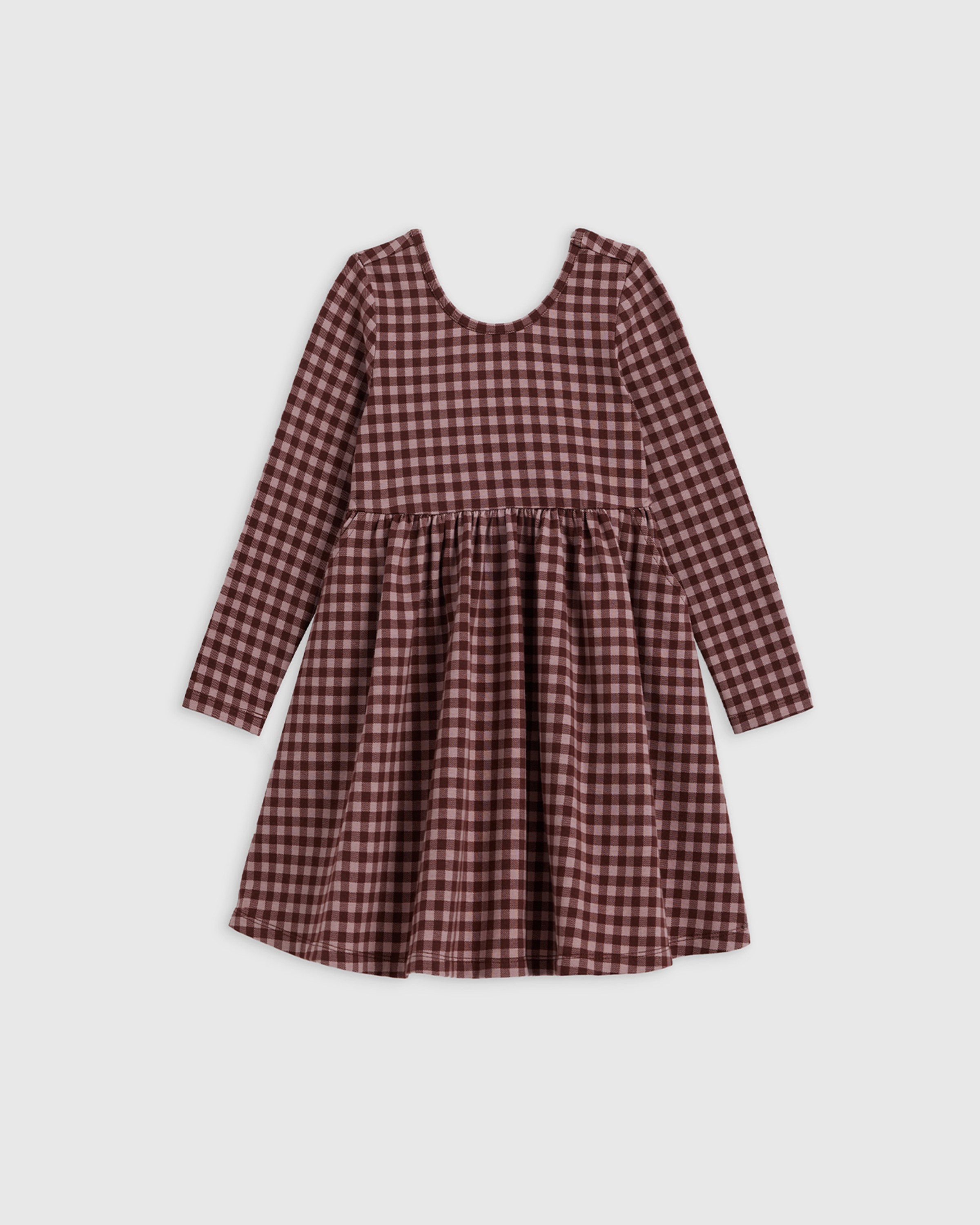 Check Organic Cotton Long Sleeve Skater Dress 