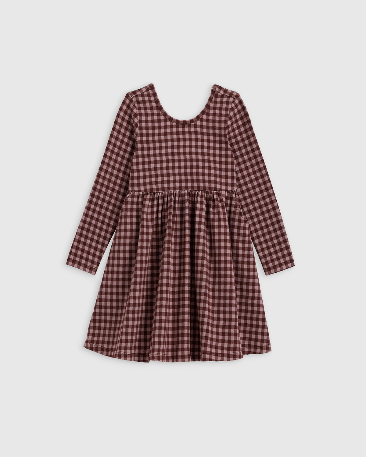 Check Organic Cotton Long Sleeve Skater Dress 