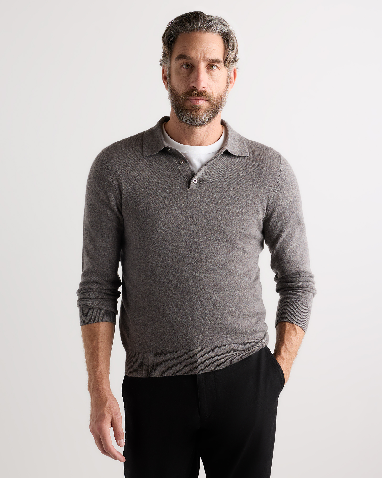 Mongolian Cashmere Henley Sweater