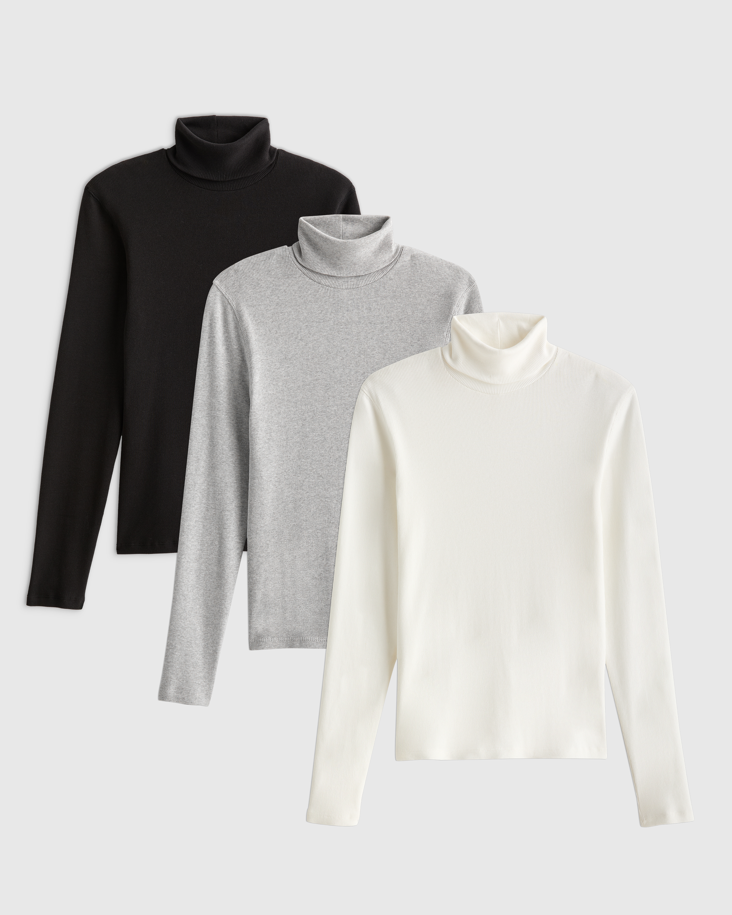 Black Organic Cotton Micro-Rib Turtleneck 3 Pack Bundle