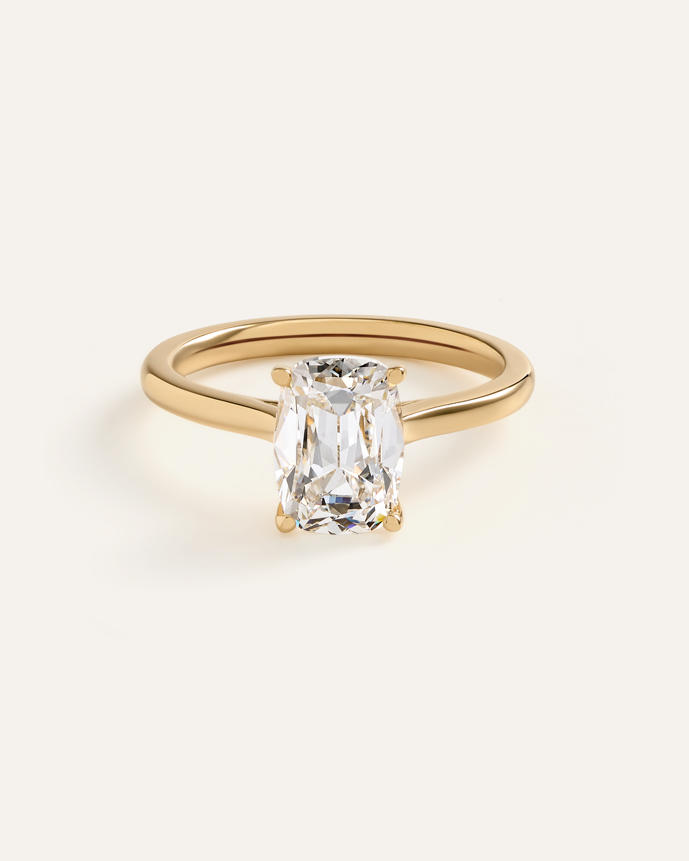 Yellow Gold Lab Grown Diamond Antique Cushion Trellis Cathedral Engagement Ring - 2.5ct